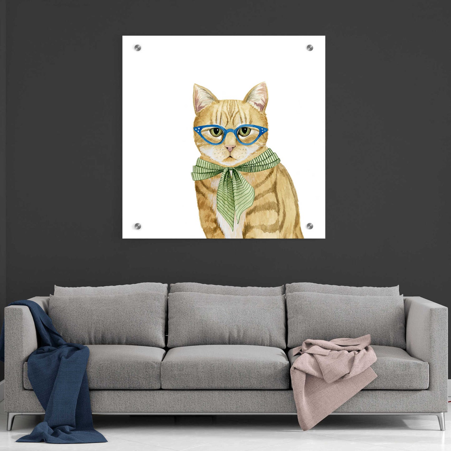 Epic Art 'Cool Cat IV' by Grace Popp, Acrylic Glass Wall Art,36x36