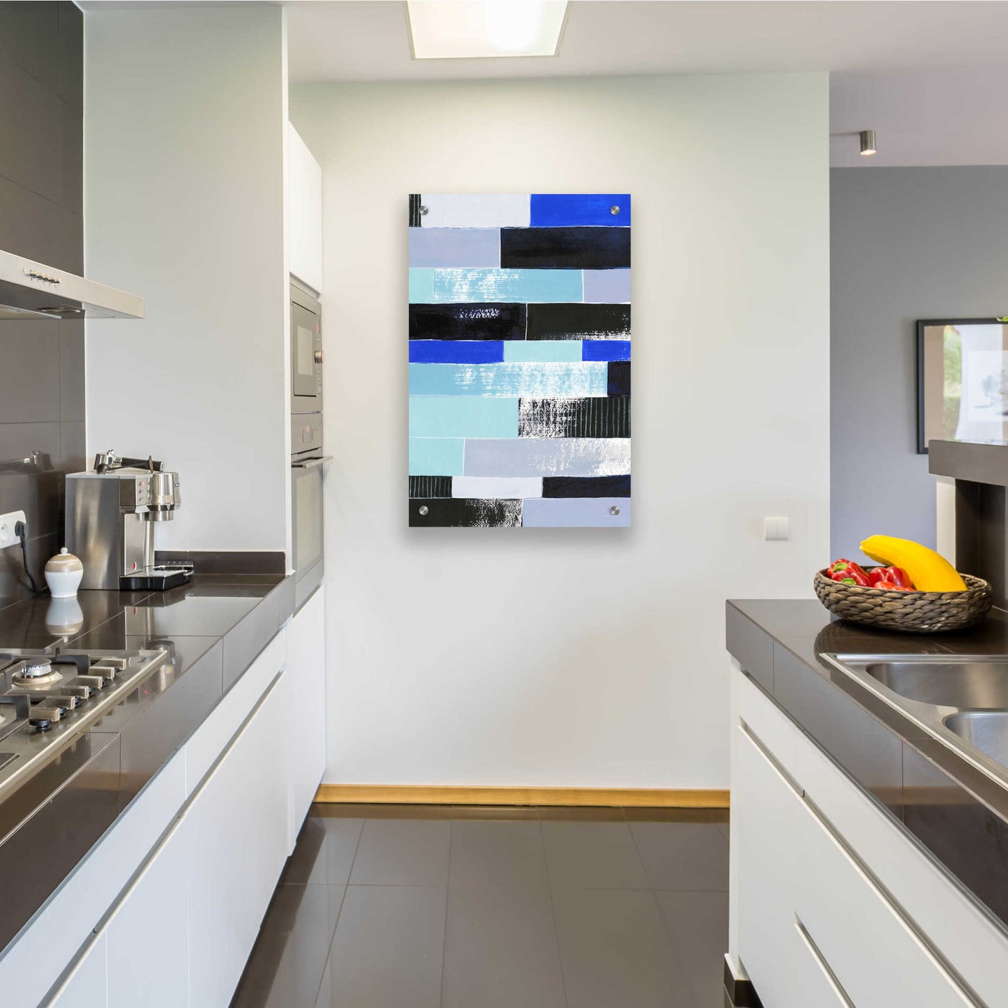 Epic Art 'Black & Blue Bricks II' by Grace Popp, Acrylic Glass Wall Art,24x36
