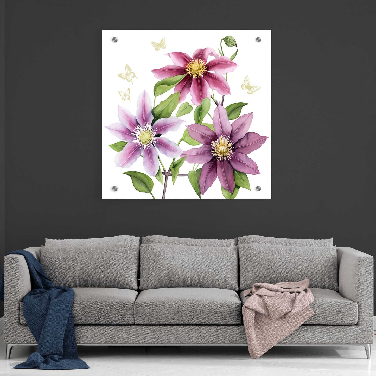 Epic Art 'Clematis Climb II' by Grace Popp, Acrylic Glass Wall Art,36x36