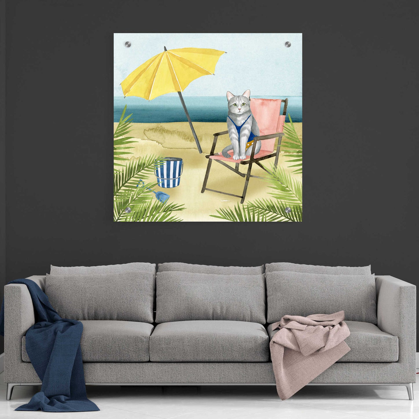 Epic Art 'Coastal Kitties II' by Grace Popp, Acrylic Glass Wall Art,36x36