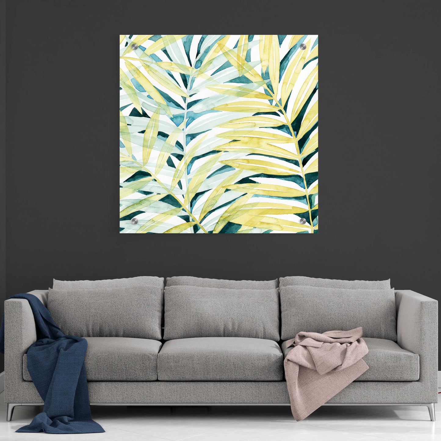 Epic Art 'Sunlit Palms I' by Grace Popp, Acrylic Glass Wall Art,36x36