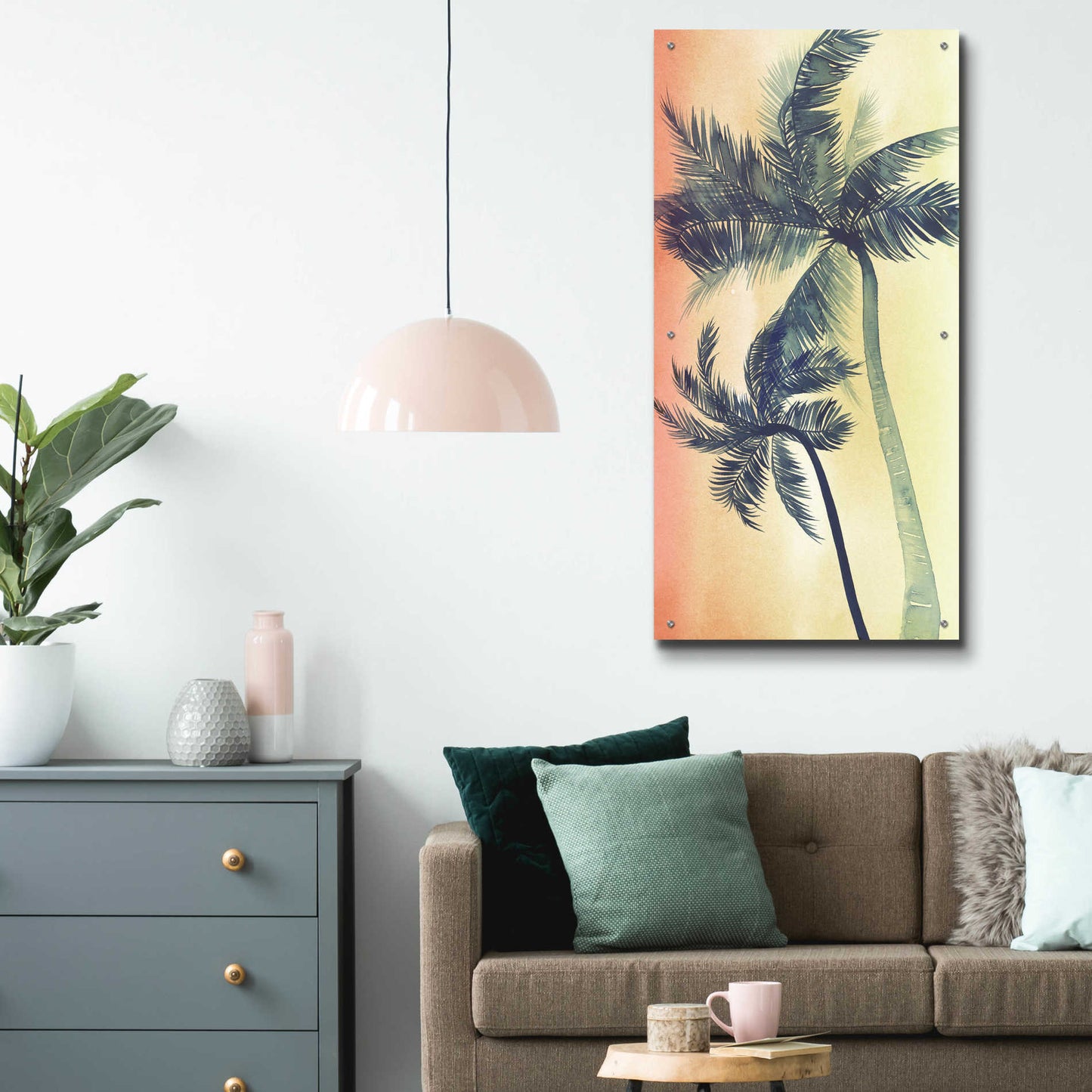 Epic Art 'Vintage Palms I' by Grace Popp, Acrylic Glass Wall Art,24x48