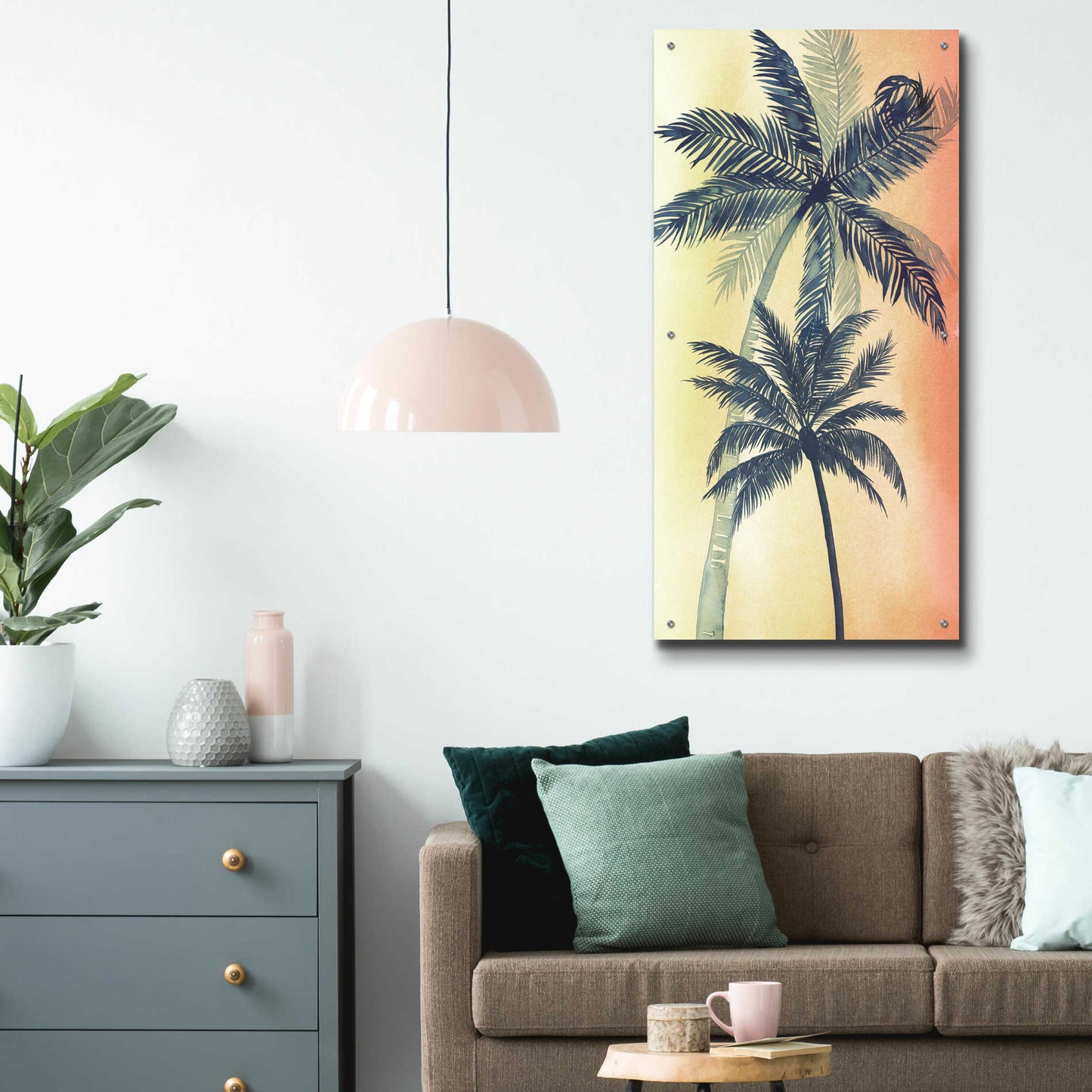 Epic Art 'Vintage Palms II' by Grace Popp, Acrylic Glass Wall Art,24x48