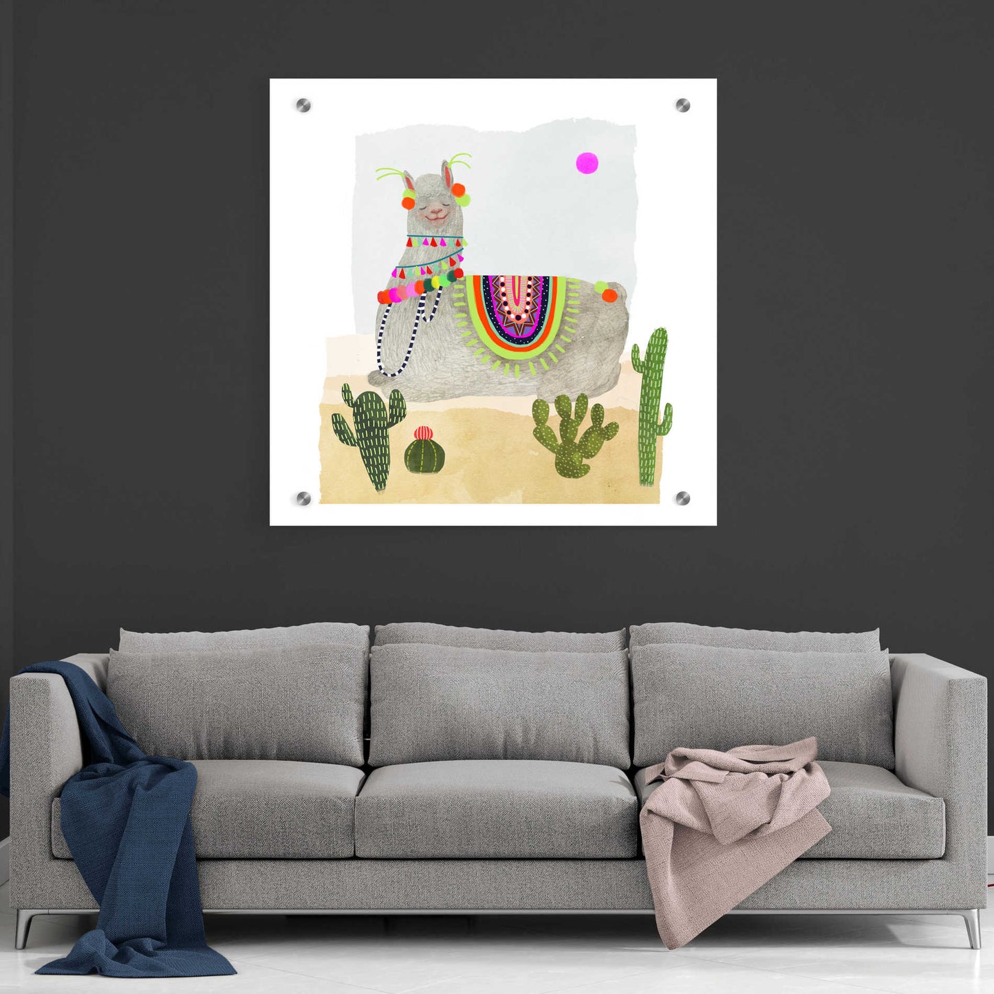 Epic Art 'Llamarama IV' by Victoria Borges, Acrylic Glass Wall Art,36x36