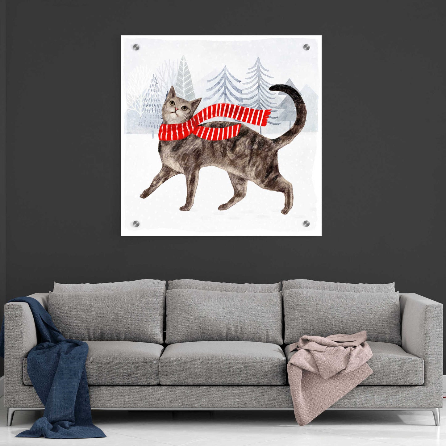 Epic Art 'Christmas Cats & Dogs I' by Victoria Borges, Acrylic Glass Wall Art,36x36