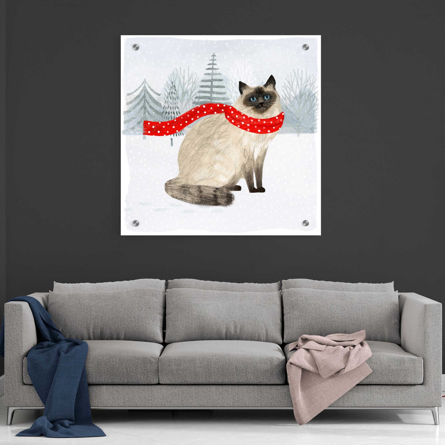 Epic Art 'Christmas Cats & Dogs III' by Victoria Borges, Acrylic Glass Wall Art,36x36