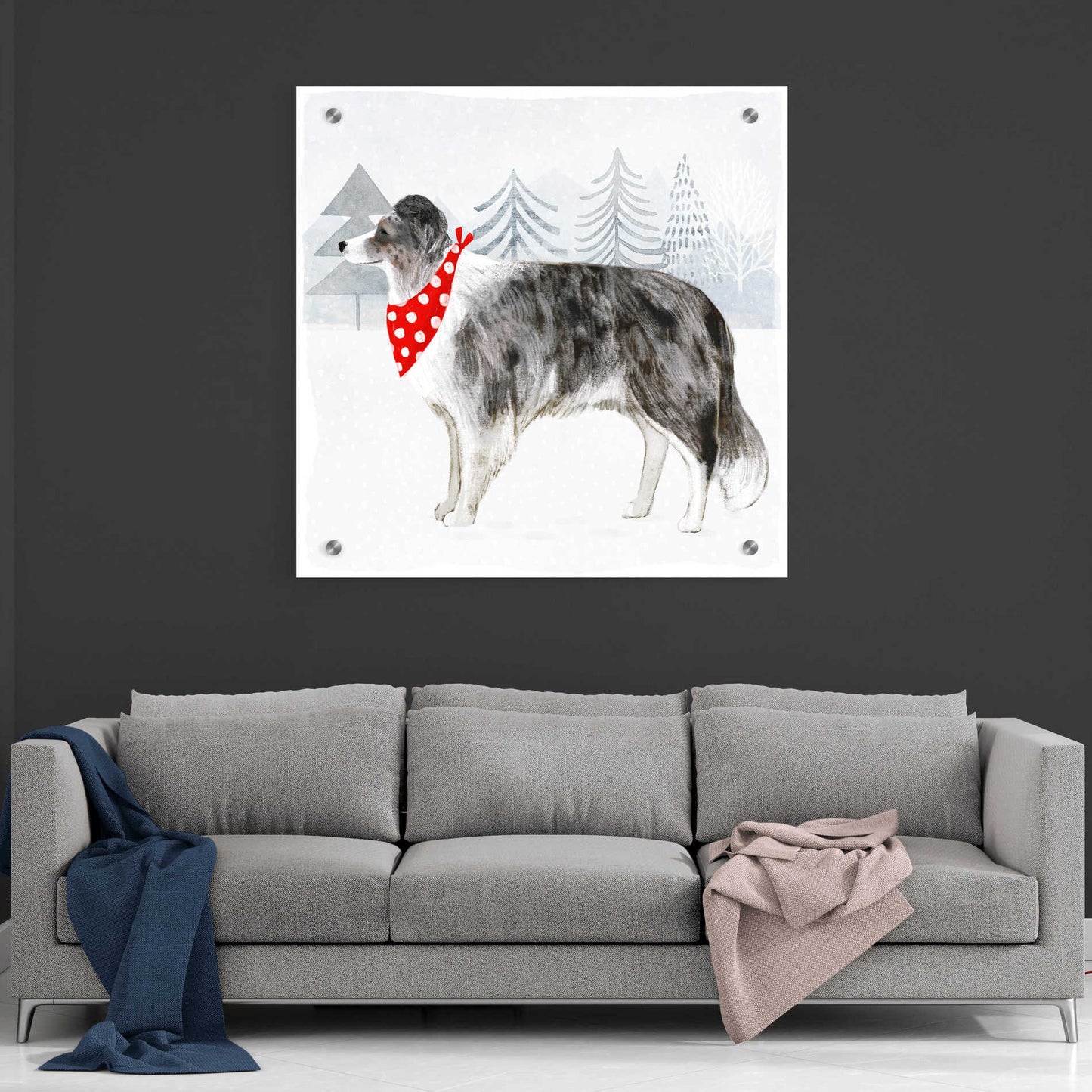 Epic Art 'Christmas Cats & Dogs IV' by Victoria Borges, Acrylic Glass Wall Art,36x36