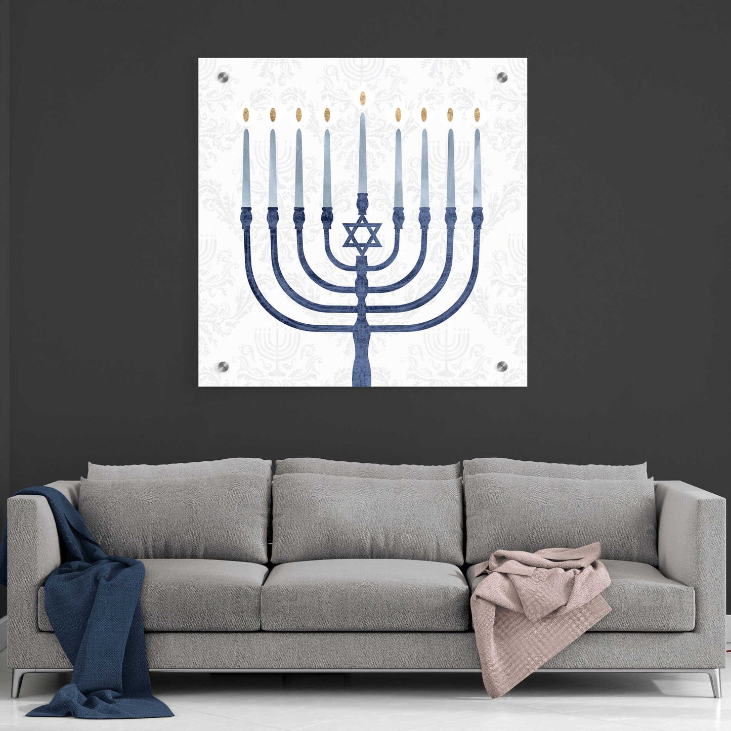 Epic Art 'Sophisticated Hanukkah II' by Victoria Borges, Acrylic Glass Wall Art,36x36