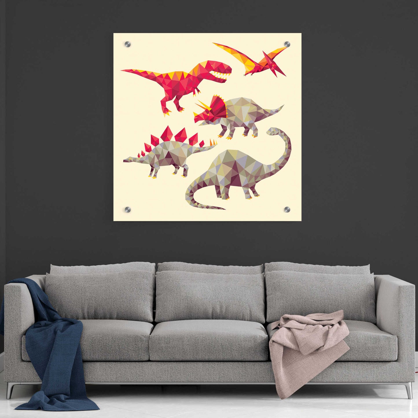 Epic Art 'Geo Saurs' by Michael Buxton, Acrylic Glass Wall Art,36x36