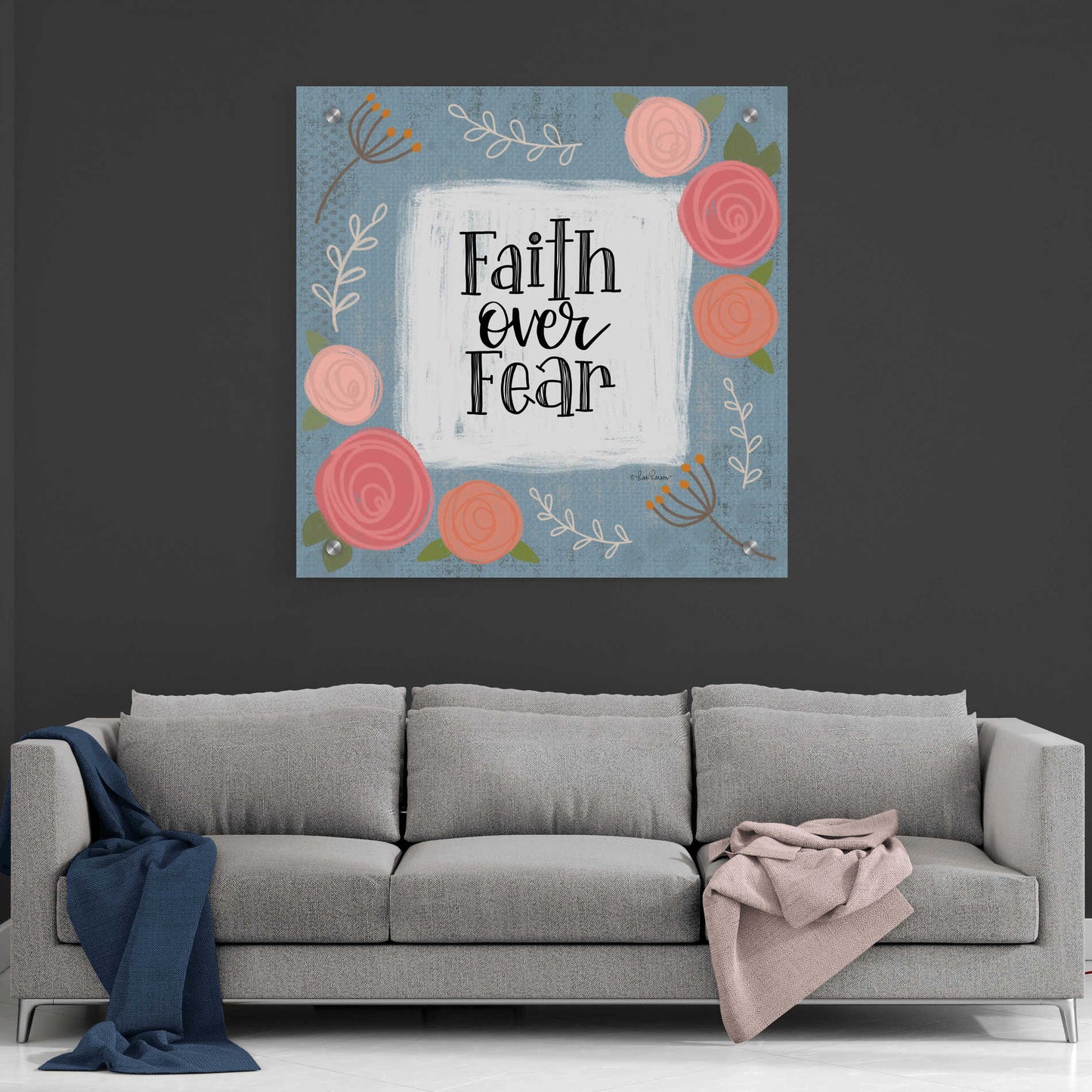 Epic Art 'Faith Over Fear' by Lisa Larson, Acrylic Glass Wall Art,36x36