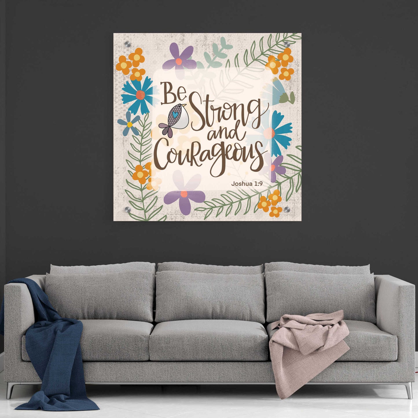 Epic Art 'Be Strong and Courageous' by Lisa Larson, Acrylic Glass Wall Art,36x36