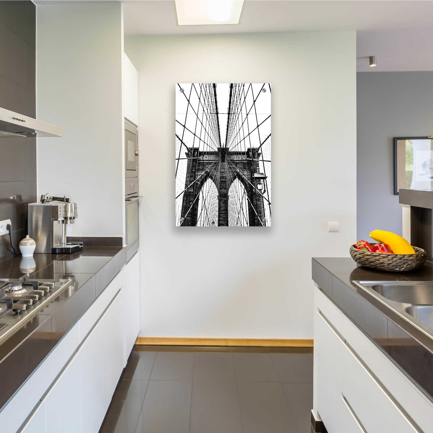 Epic Art 'Brooklyn Bridge Web Vertical' by Nicklas Gustafsson Acrylic Glass Wall Art,24x36