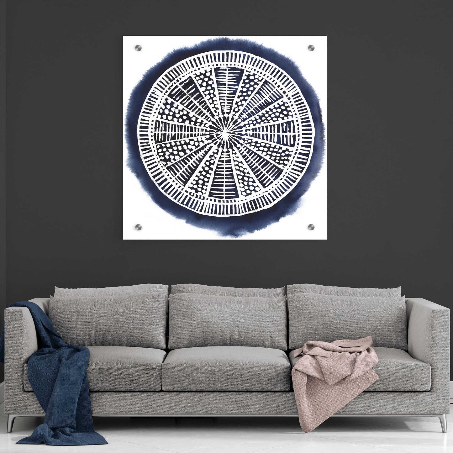 Epic Art 'Navy Meridian II' by Grace Popp, Acrylic Wall Glass,36x36