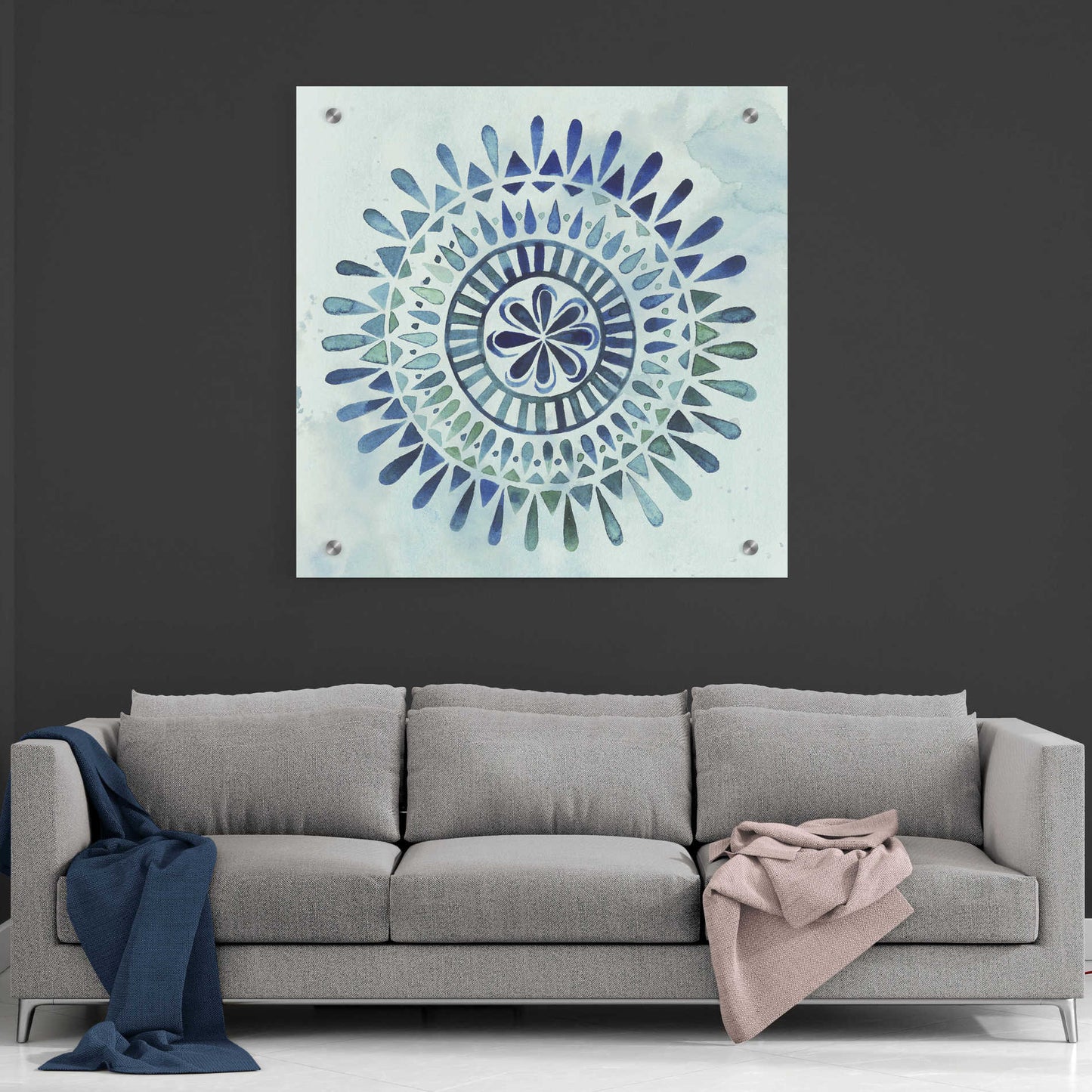 Epic Art 'Watercolor Mandala II' by Grace Popp, Acrylic Wall Glass,36x36