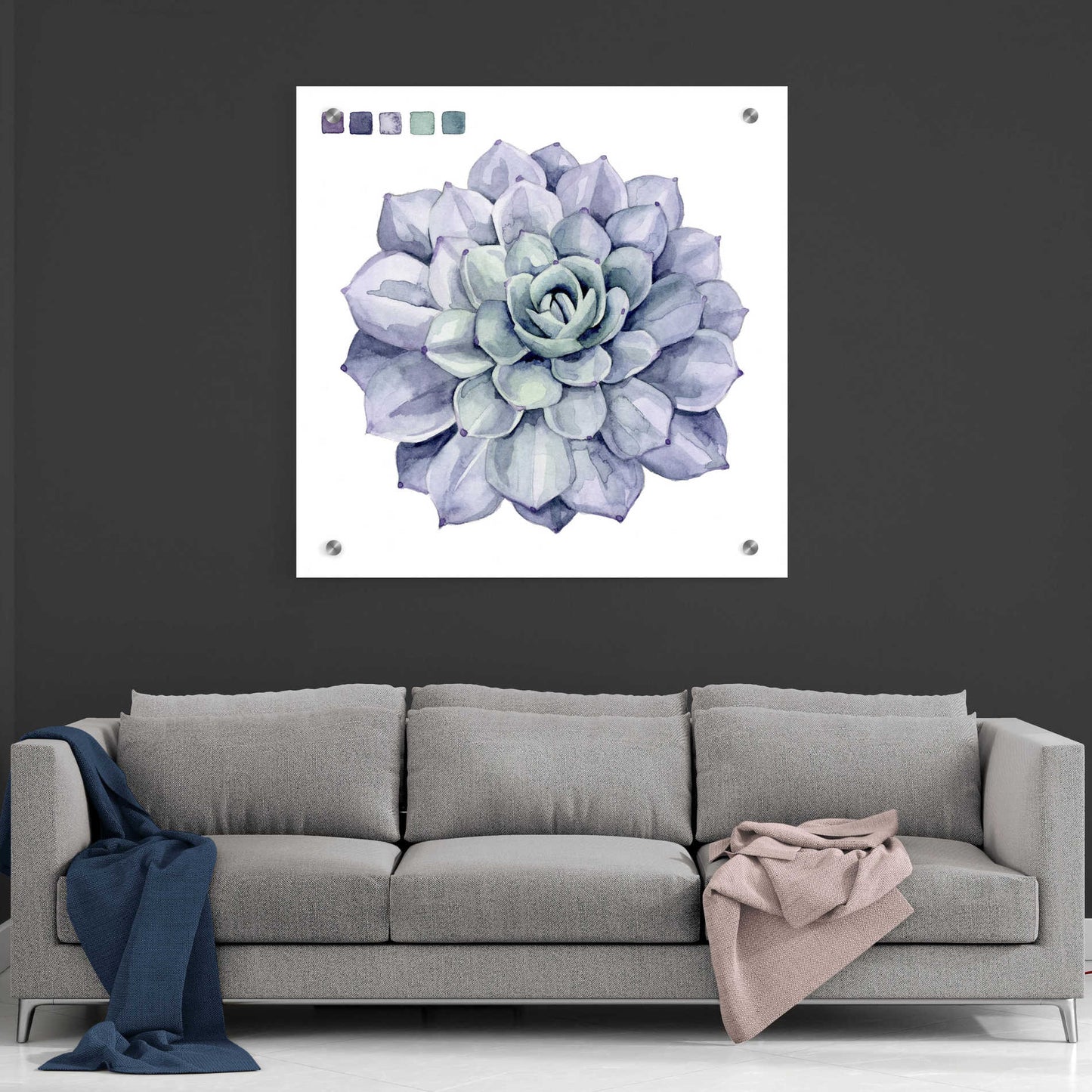 Epic Art 'Succulent Swatches III' by Grace Popp, Acrylic Wall Glass,36x36