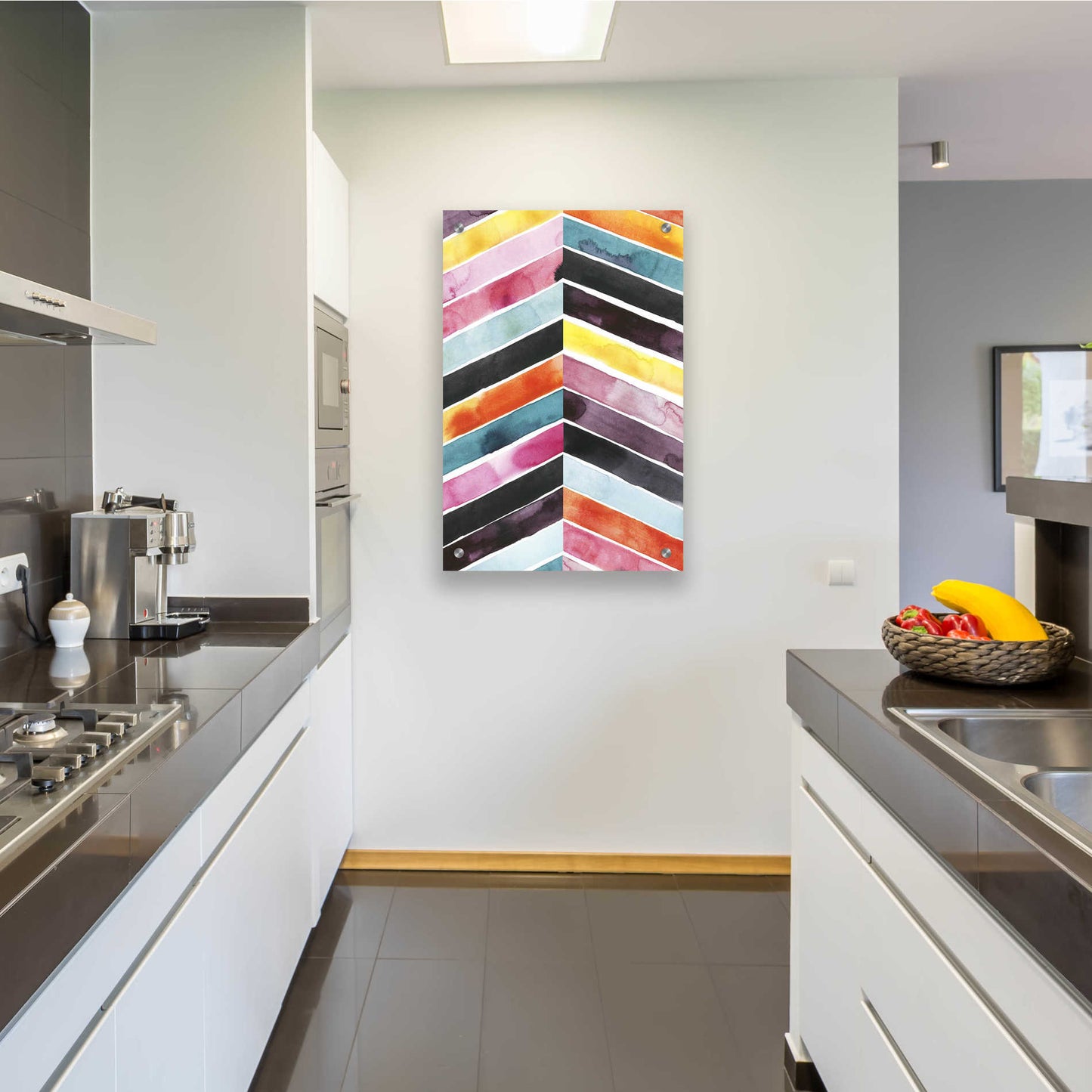 Epic Art 'Vivid Watercolor Chevron I' by Grace Popp, Acrylic Wall Glass,24x36