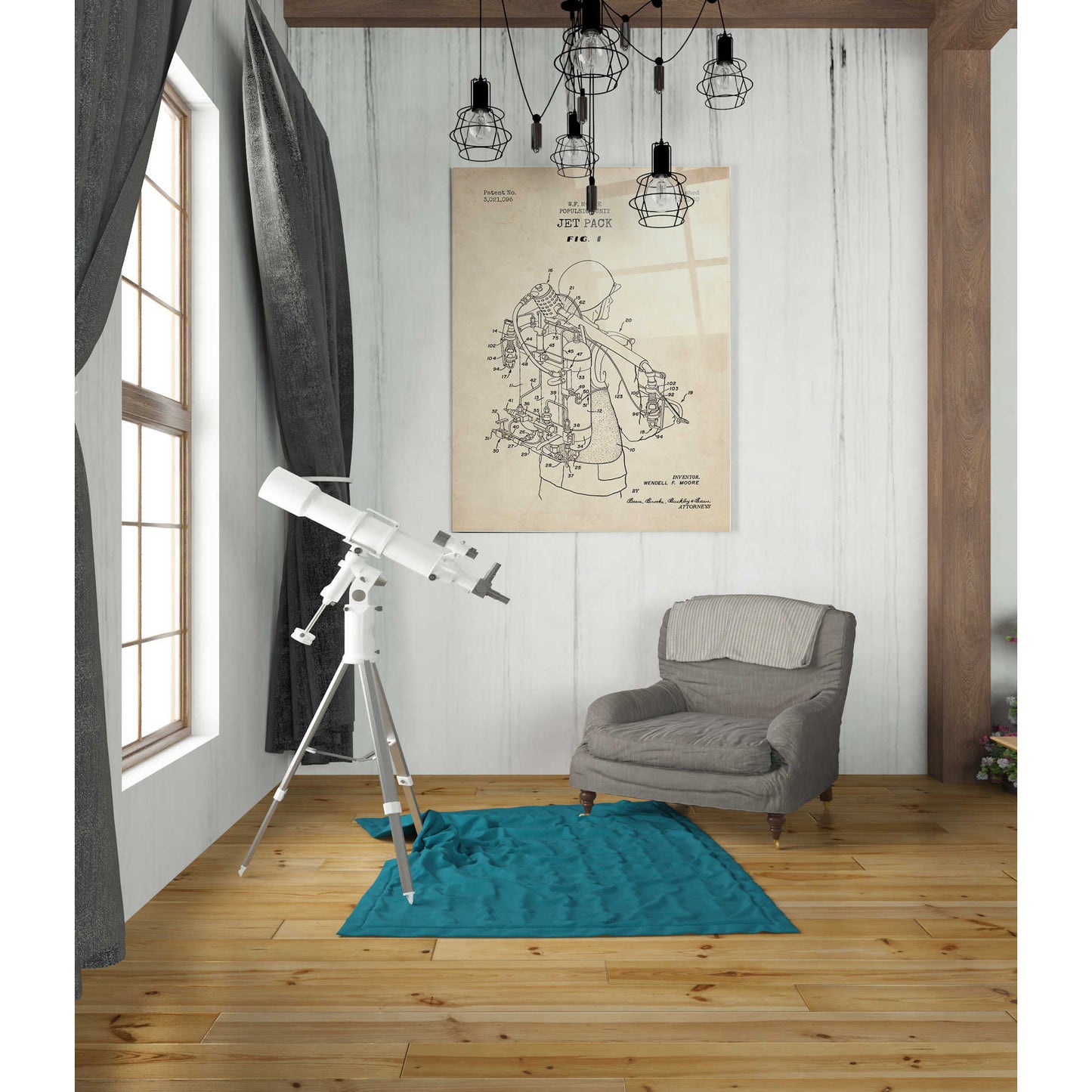 Epic Art 'Jet Pack Blueprint Patent Parchment' Acrylic Glass Wall Art,24x36