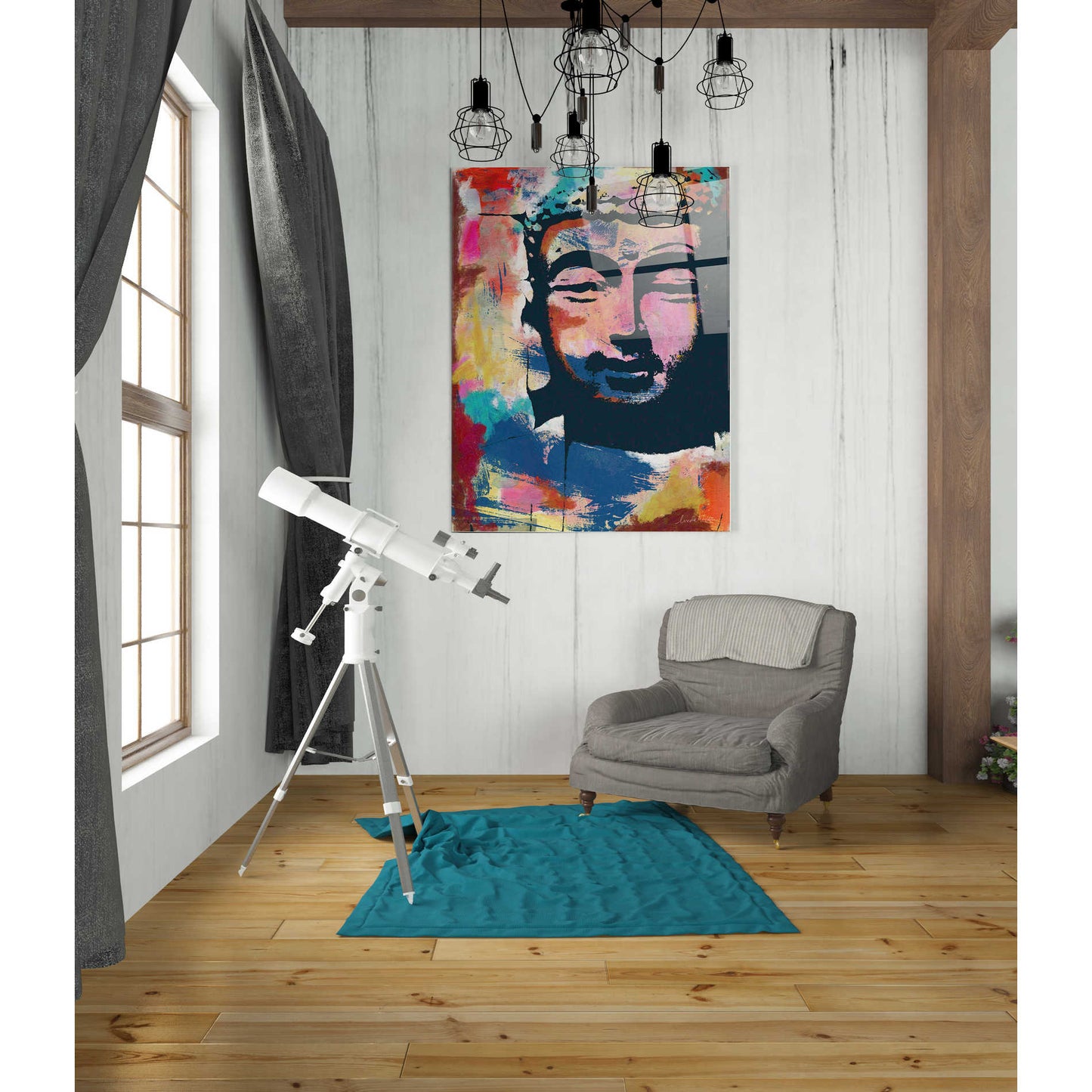 Epic Art 'Painted Buddha II' by Linda Woods, Acrylic Glass Wall Art,24x36