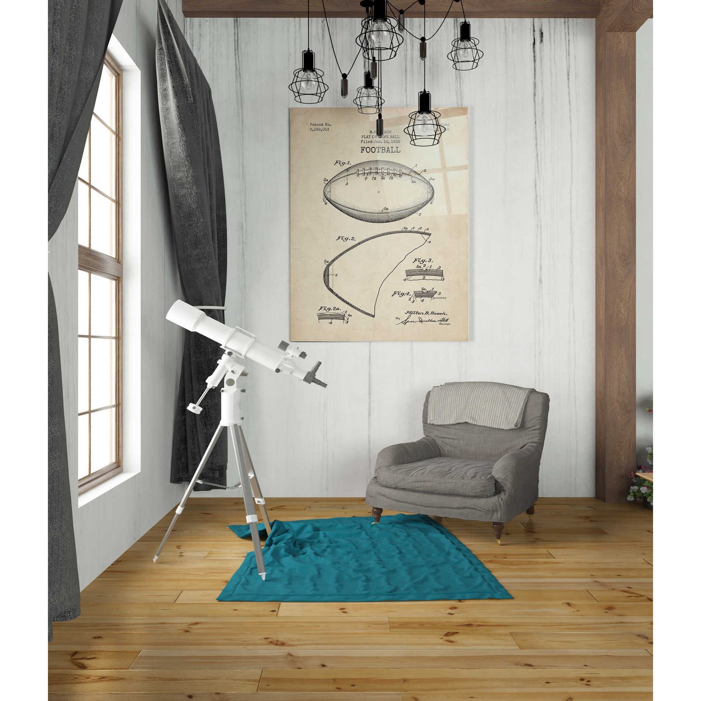 Epic Art 'Football Blueprint Patent Parchment' Acrylic Glass Wall Art,24x36