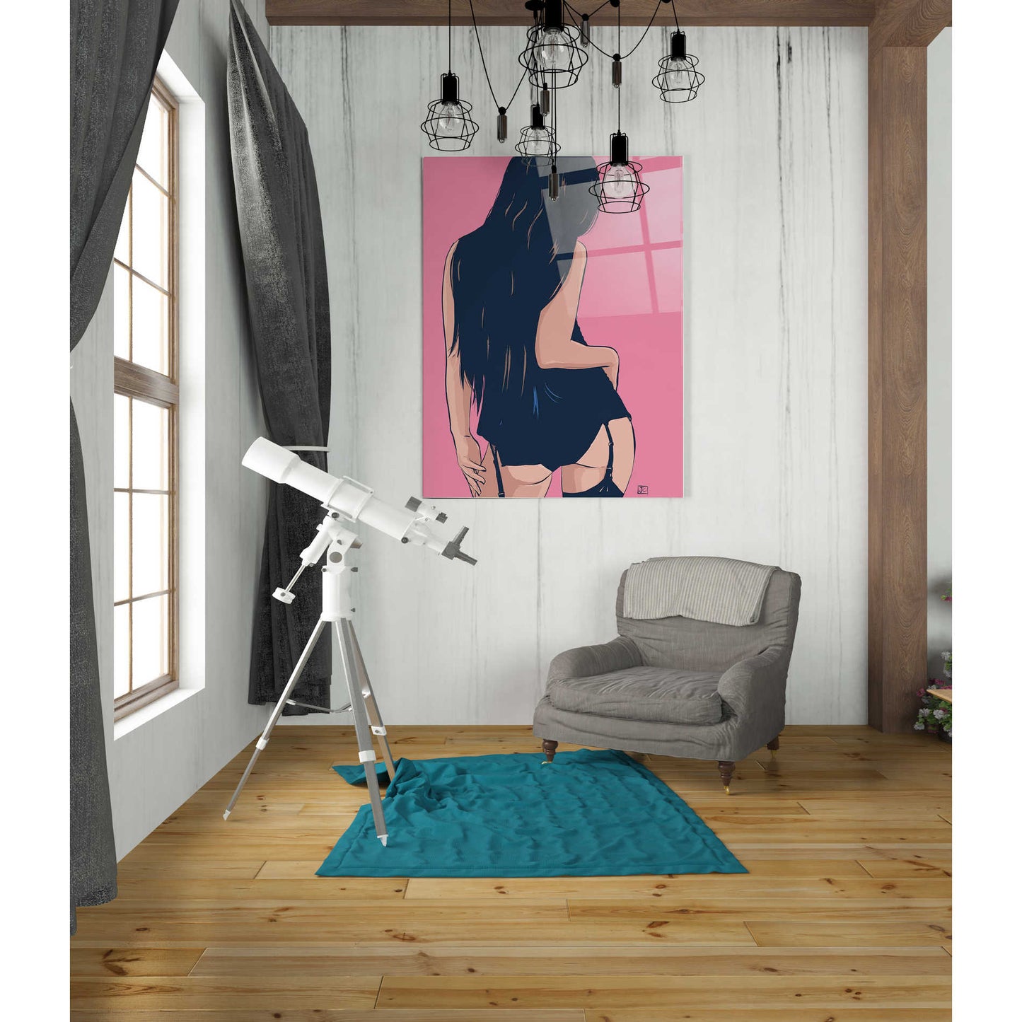 Epic Art "Brunette in Black" by Giuseppe Cristiano, Acrylic Glass Wall Art,24x36