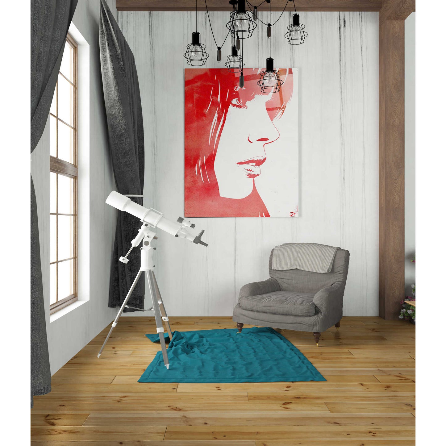 Epic Art "Portrait in Red" by Giuseppe Cristiano, Acrylic Glass Wall Art,24x36