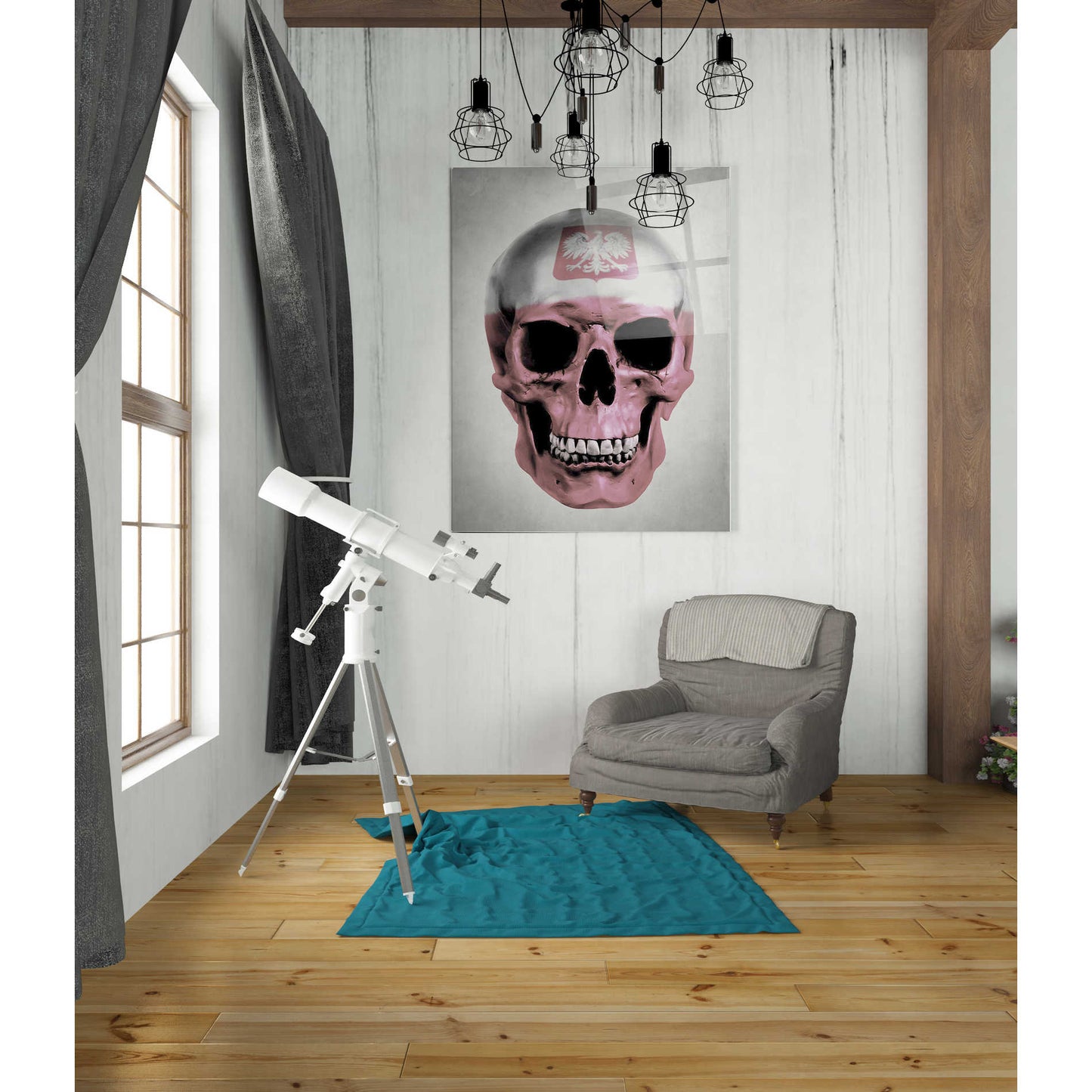 Epic Art 'Polish Skull-Grey' by Nicklas Gustafsson, Acrylic Glass Wall Art,24x36