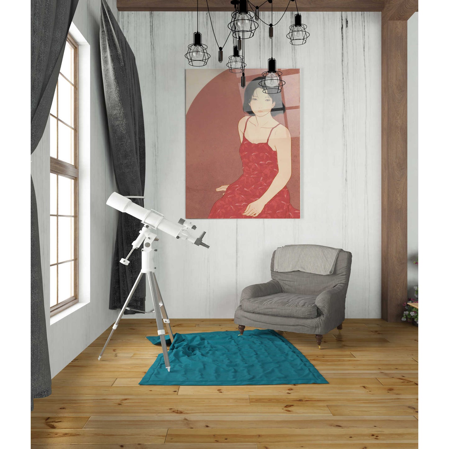 Epic Art 'A Woman in a Red Dress' by Sai Tamiya, Acrylic Glass Wall Art,24x36