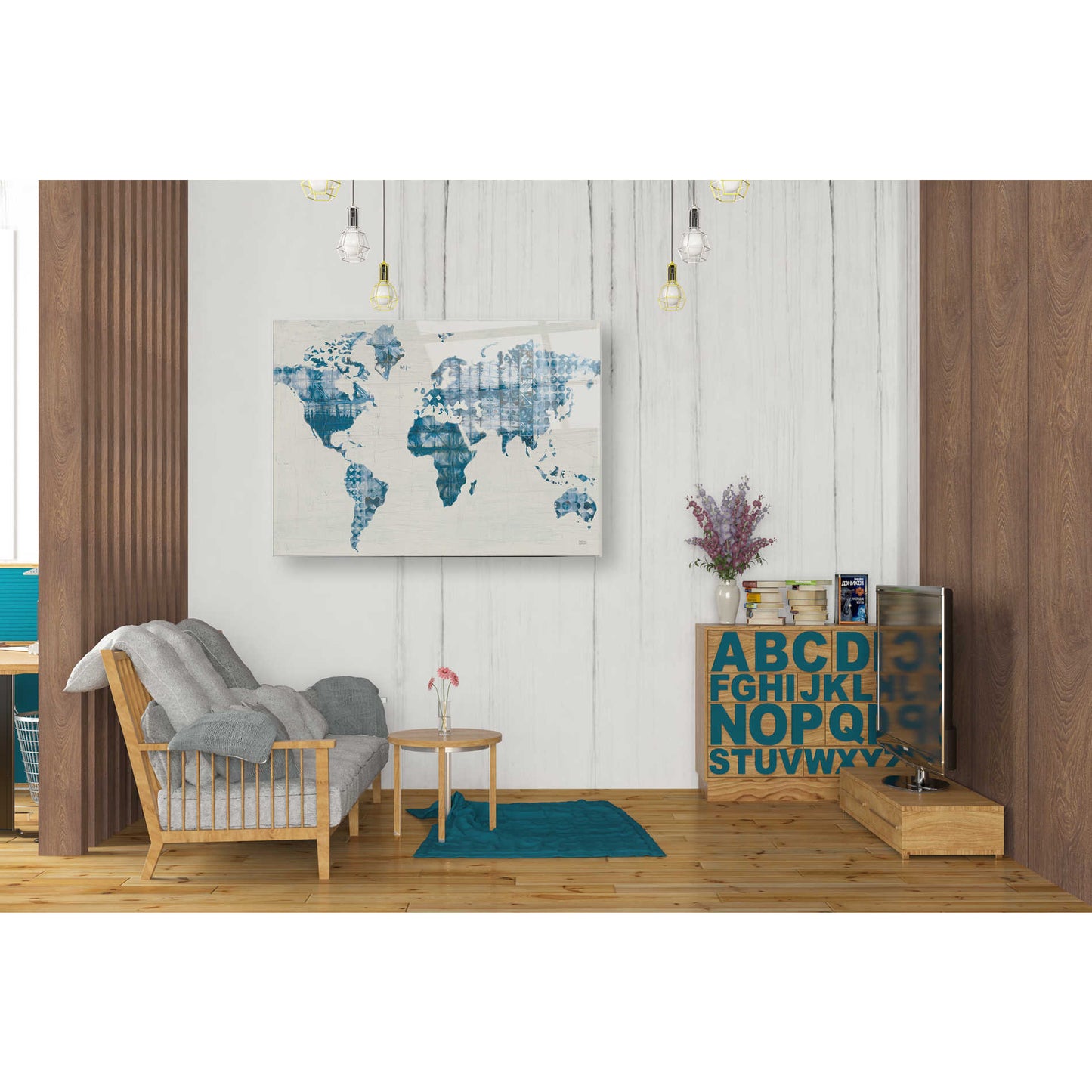 Epic Art 'Kanari Map Indigo' by Melissa Averinos, Acrylic Glass Wall Art,24x36