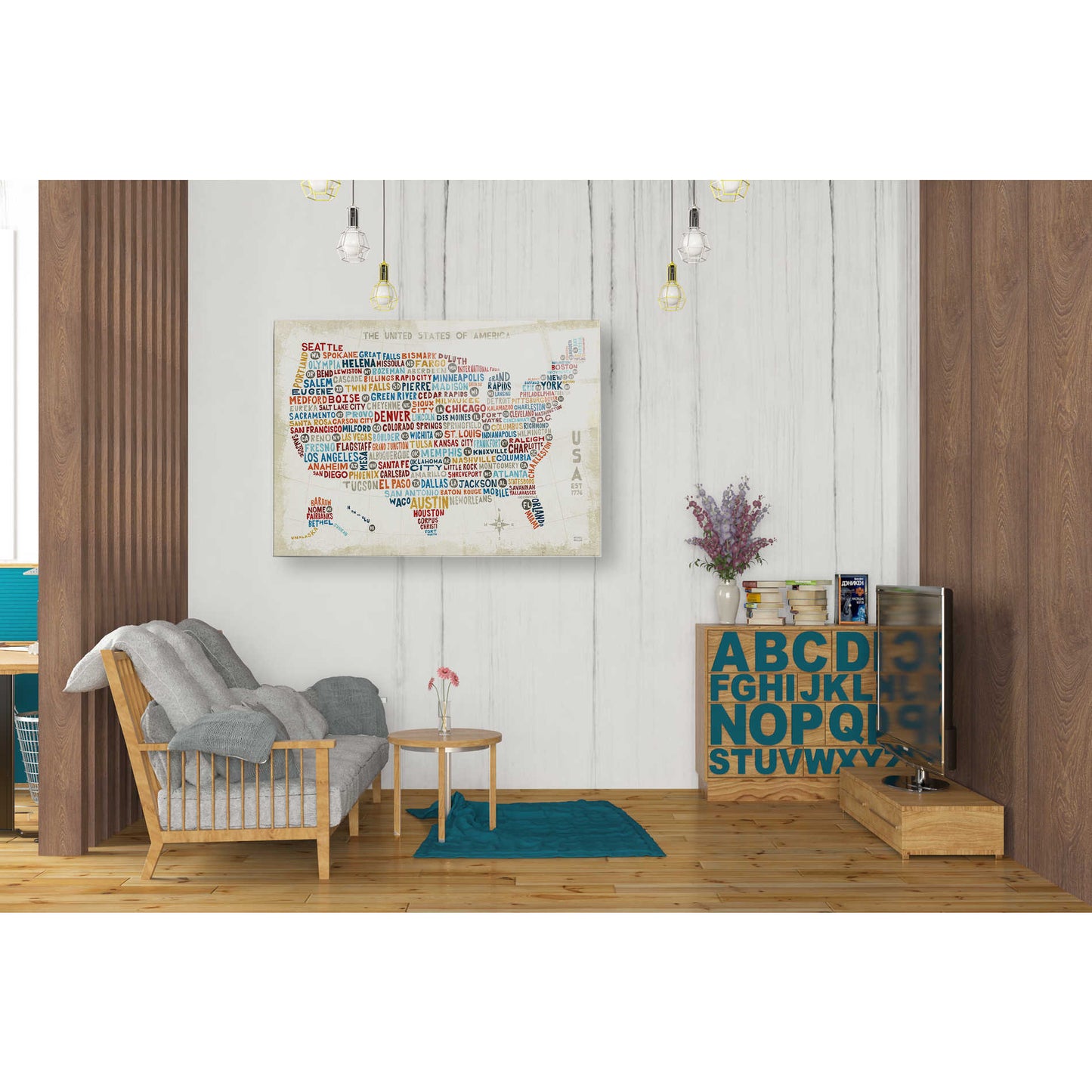 Epic Art 'US City Map' by Michael Mullan, Acrylic Glass Wall Art,24x36