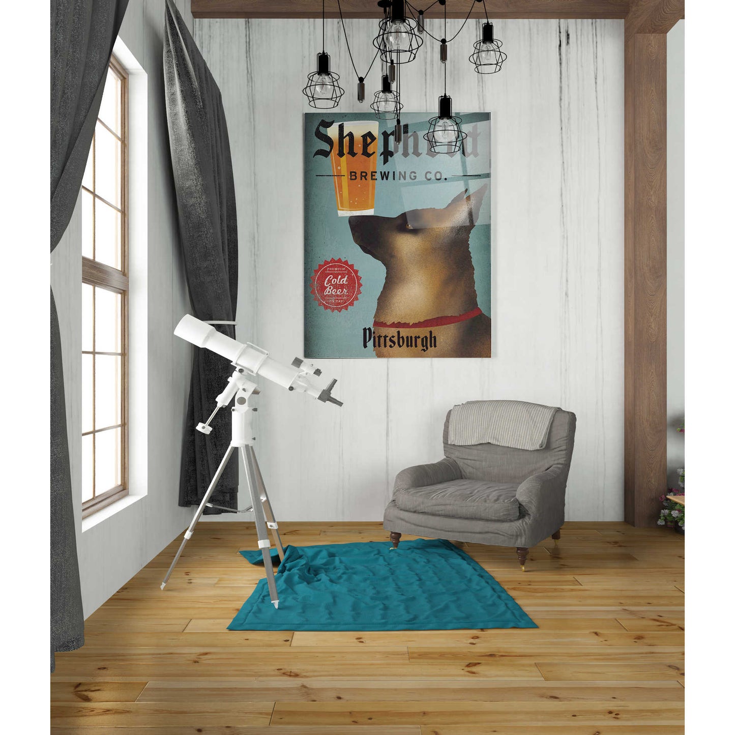 Epic Art 'German Shepherd Brewing Co Pittsburgh Black' by Ryan Fowler, Acrylic Glass Wall Art,24x36