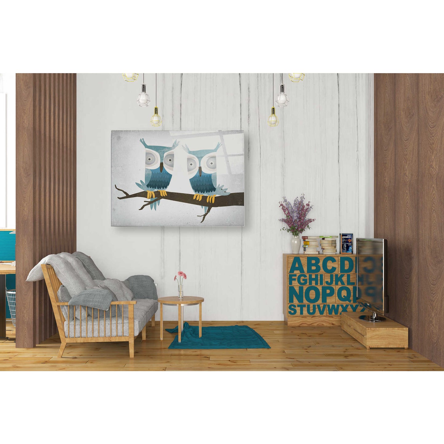 Epic Art 'Tan Owls Bright' by Ryan Fowler, Acrylic Glass Wall Art,24x36