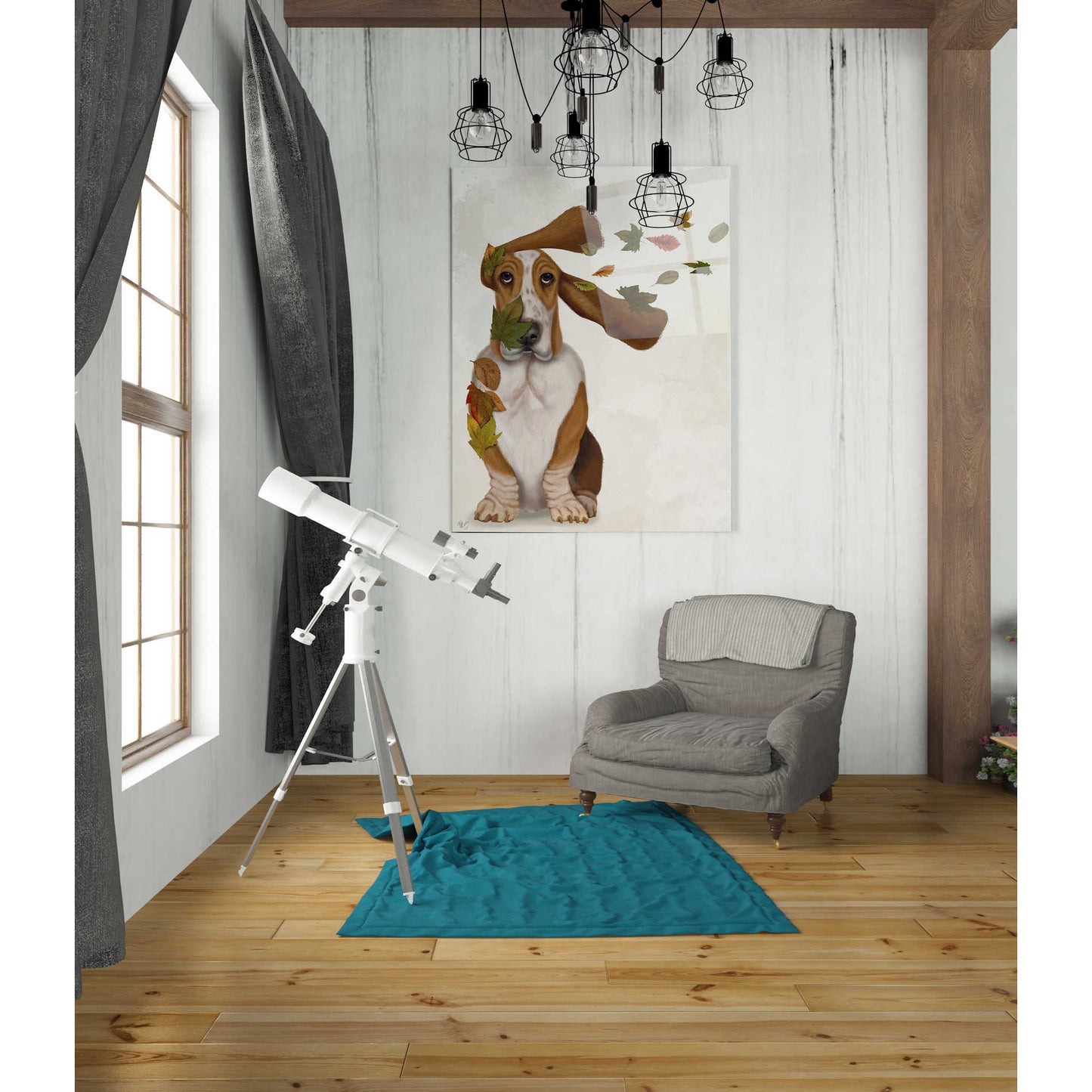 Epic Art 'Basset Hound Windswept and Interesting' by Fab Funky Acrylic Glass Wall Art,24x36