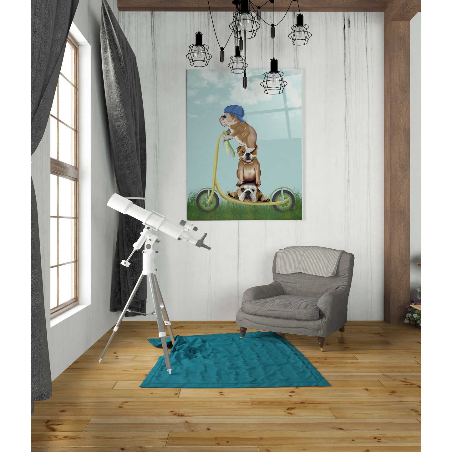 Epic Art 'English Bulldog Scooter' by Fab Funky Acrylic Glass Wall Art,24x36