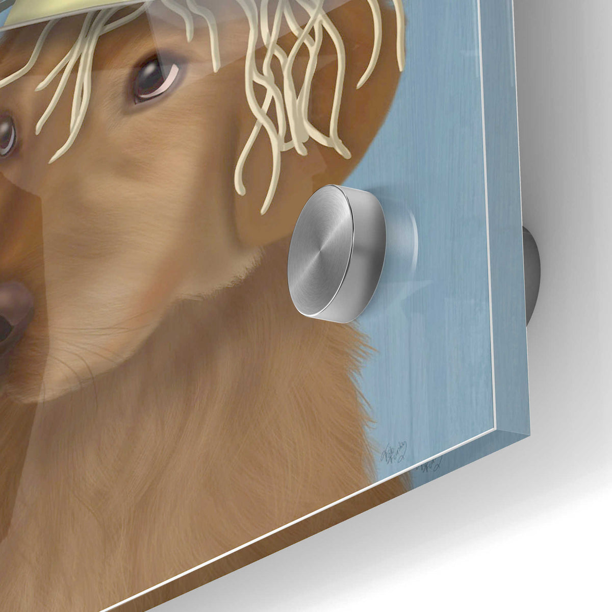 Epic Art 'Golden Retriever and Spaghetti' by Fab Funky Acrylic Glass Wall Art,24x36