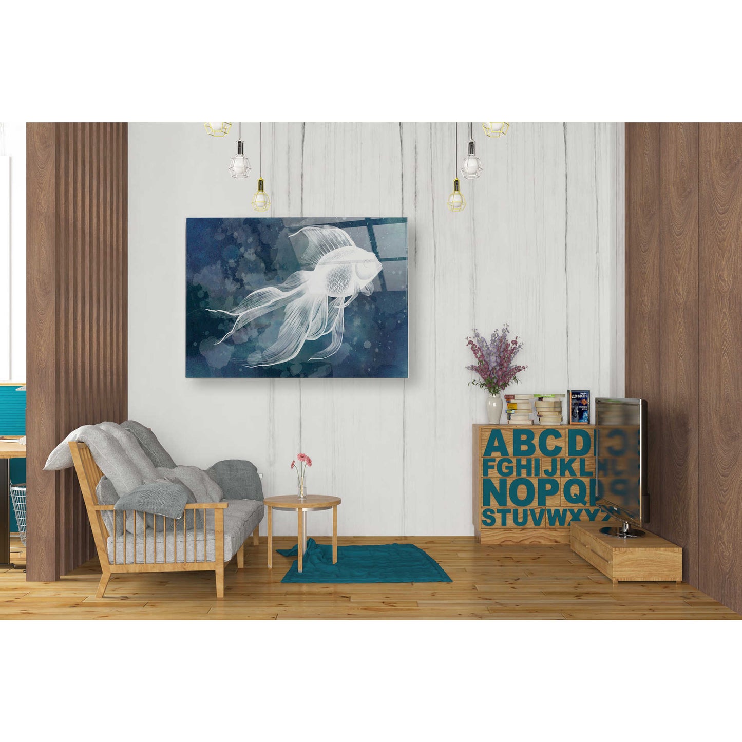 Epic Art 'Indigo Fish II' by Grace Popp Acrylic Glass Wall Art,24x36