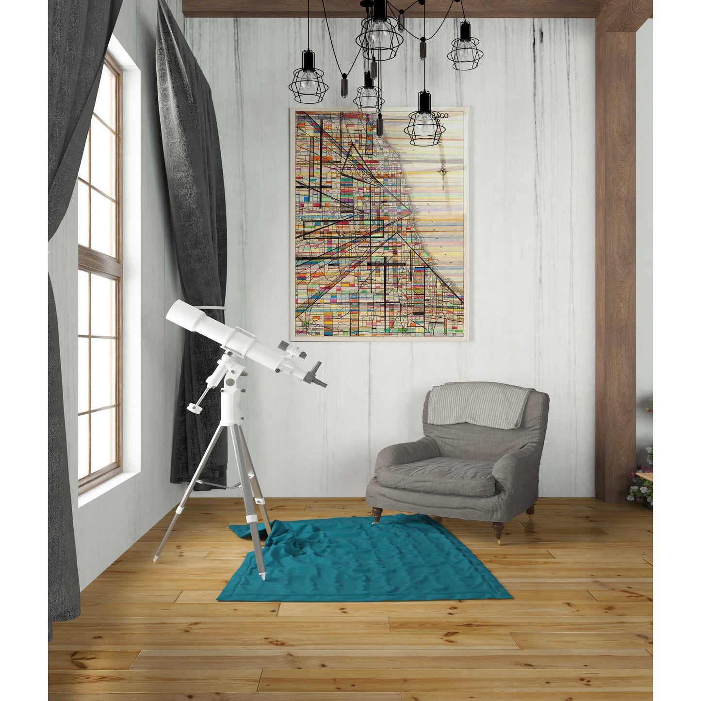 Epic Art 'Modern Map of Chicago' by Nikki Galapon Acrylic Glass Wall Art,24x36