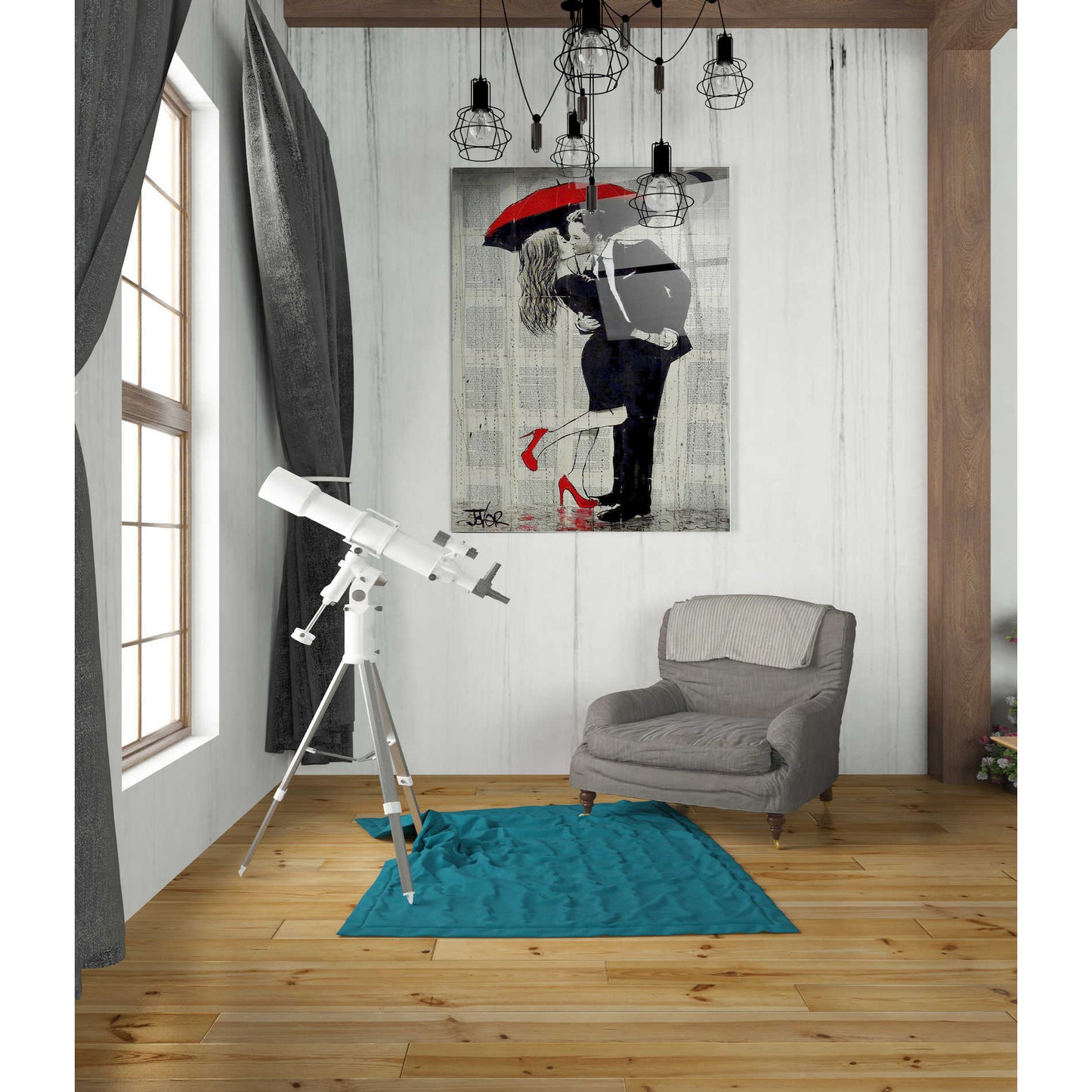 Epic Art 'The Kissing Rain' by Loui Jover, Acrylic Glass Wall Art,24x36