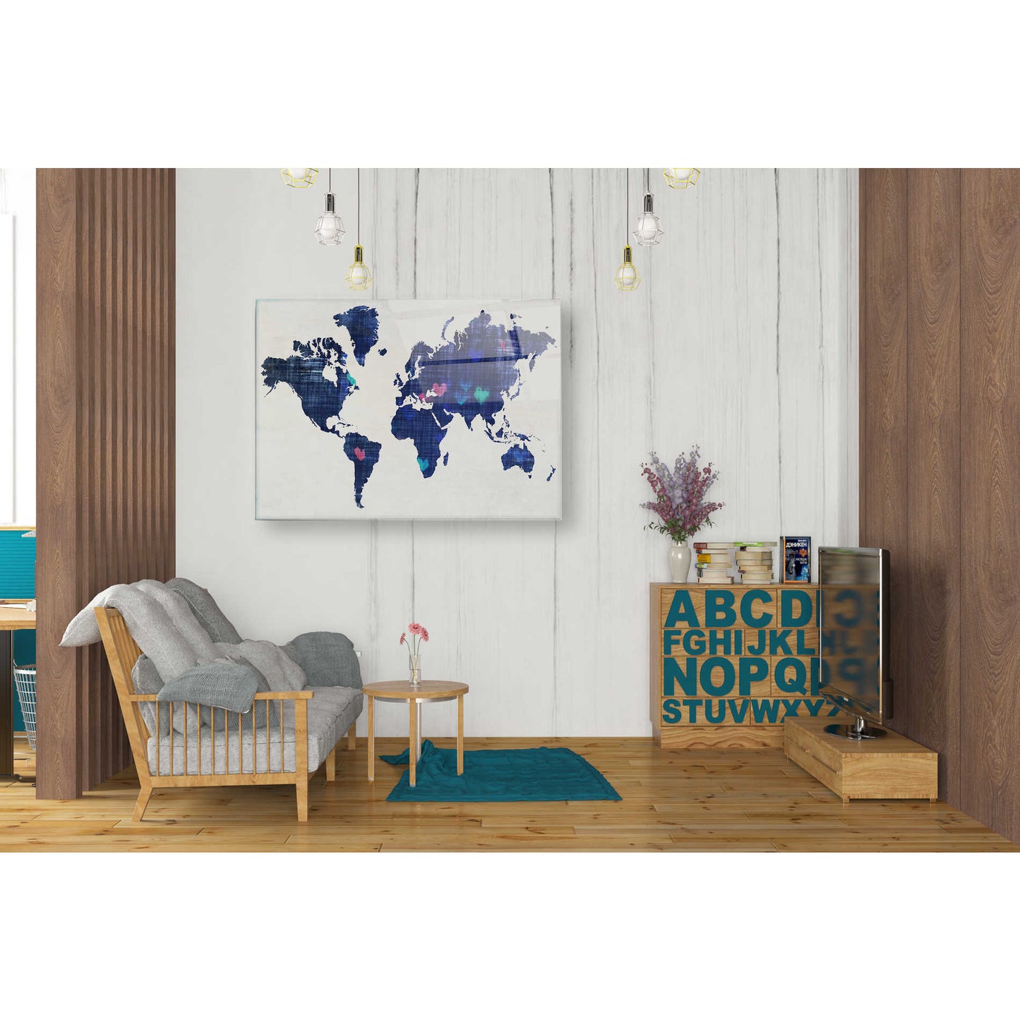 Epic Art 'Hearts World Map 3' by Irena Orlov, Acrylic Glass Wall Art,24x36