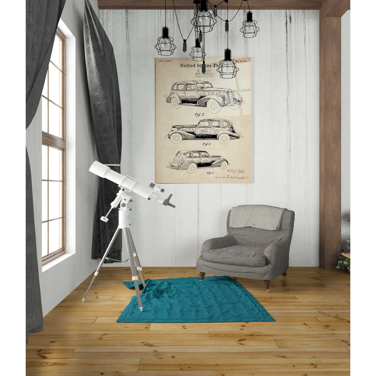 Epic Art 'Luxury Automobile Blueprint Patent Parchment' Acrylic Glass Wall Art,24x36