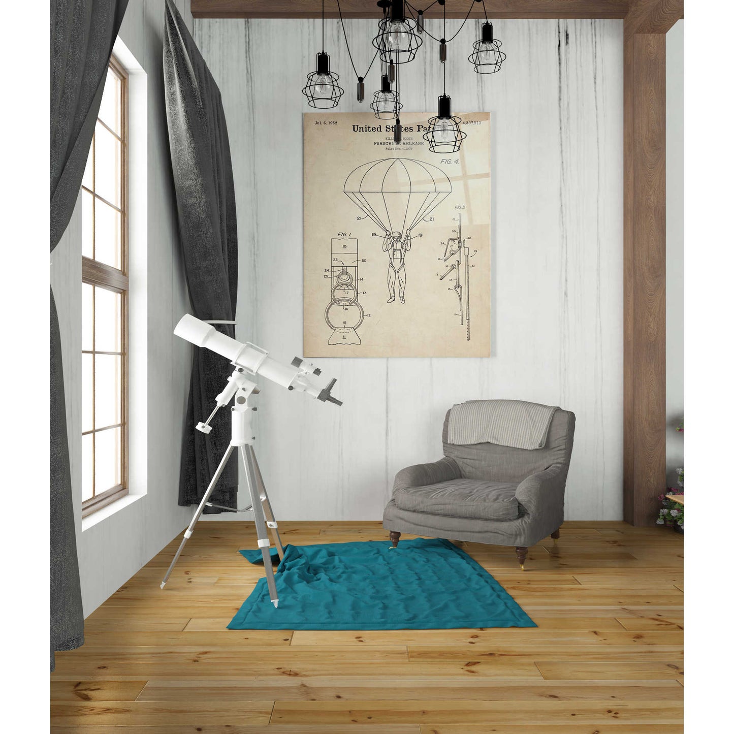 Epic Art 'Parachute Release Blueprint Patent Parchment' Acrylic Glass Wall Art,24x36