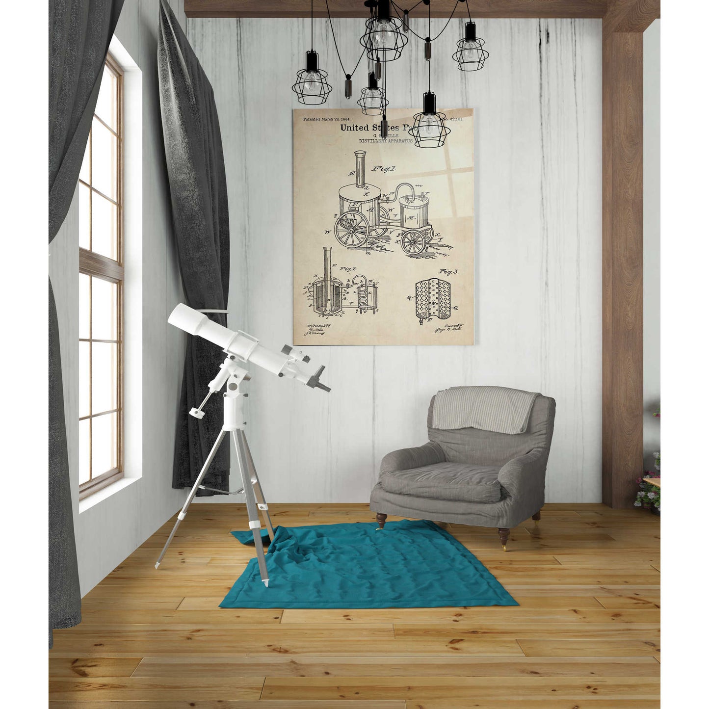 Epic Art 'Distillery Apparatus Blueprint Patent Parchment' Acrylic Glass Wall Art,24x36