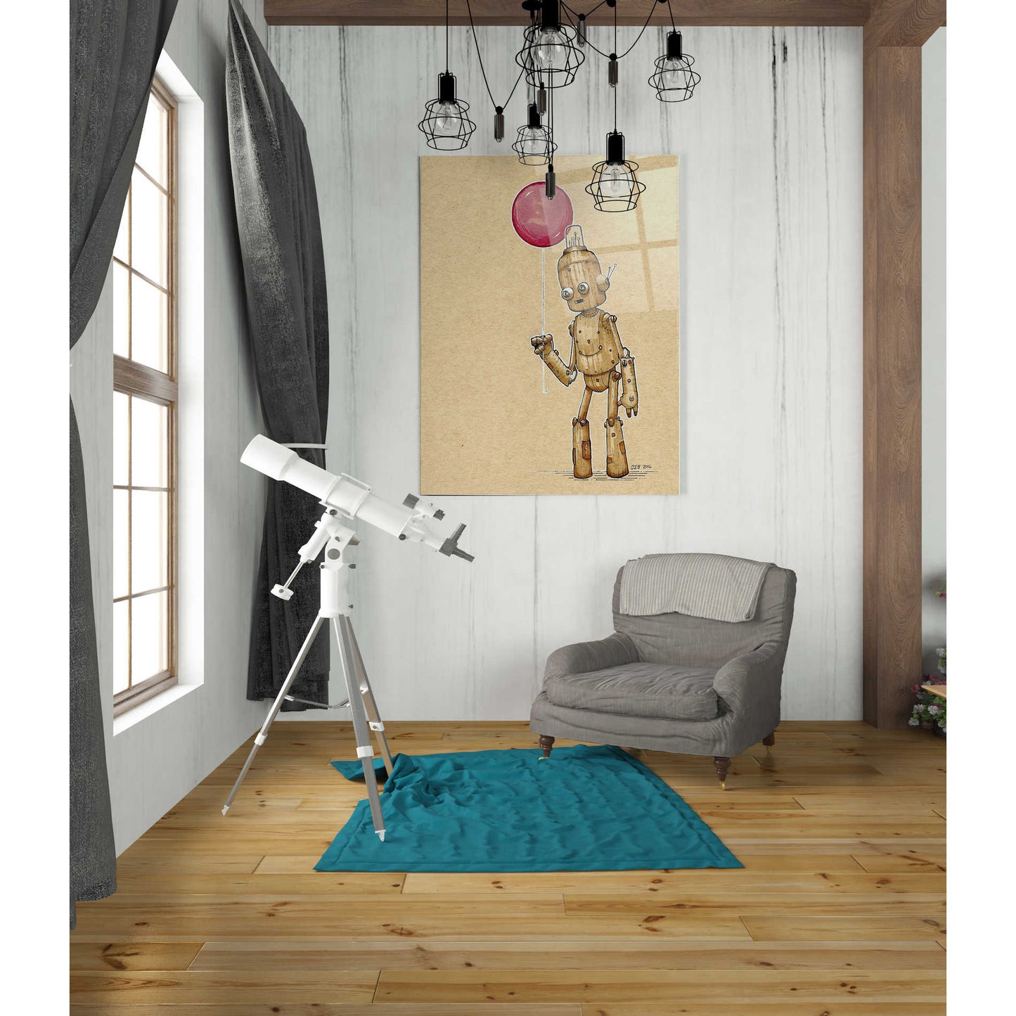 Epic Art 'Ink Bot Balloon' by Craig Snodgrass, Acrylic Glass Wall Art,24x36