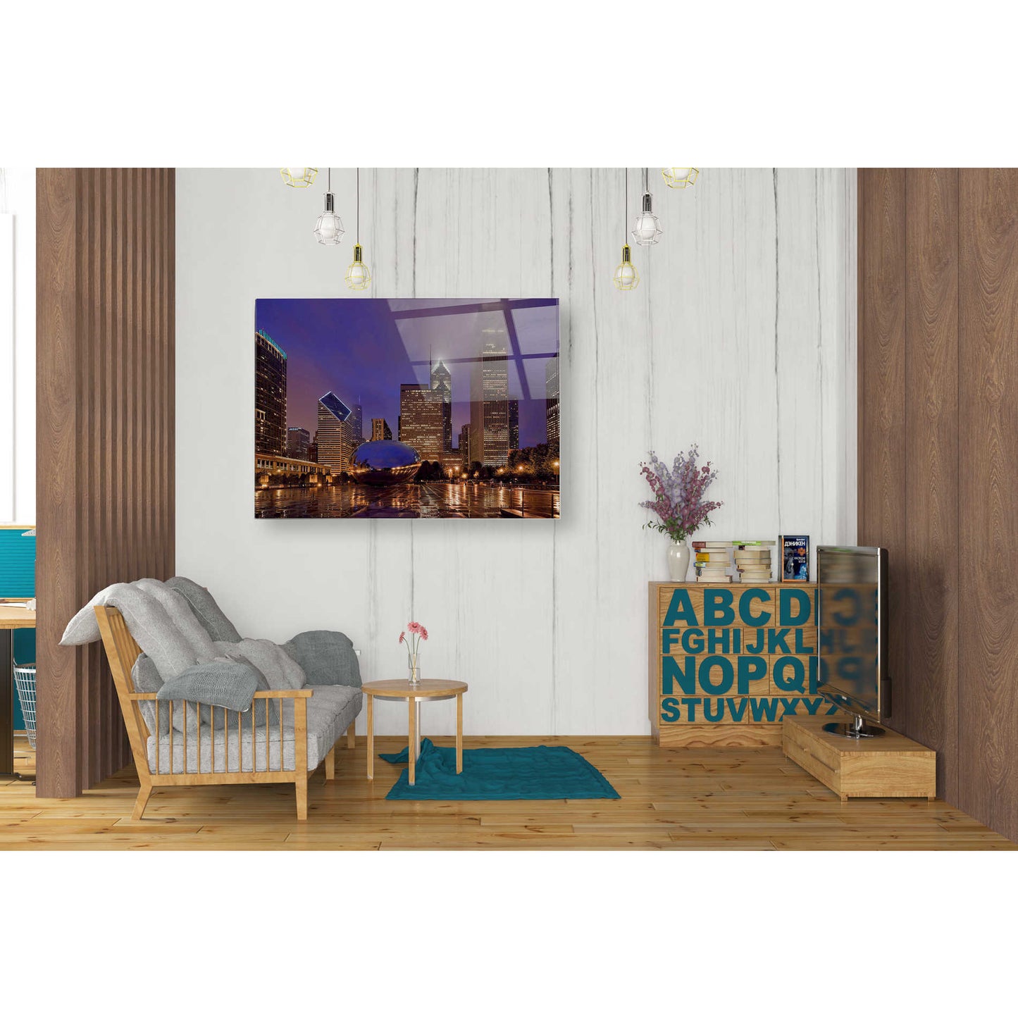 Epic Art 'The Bean in Autumn Rain,' Acrylic Glass Wall Art,24x36