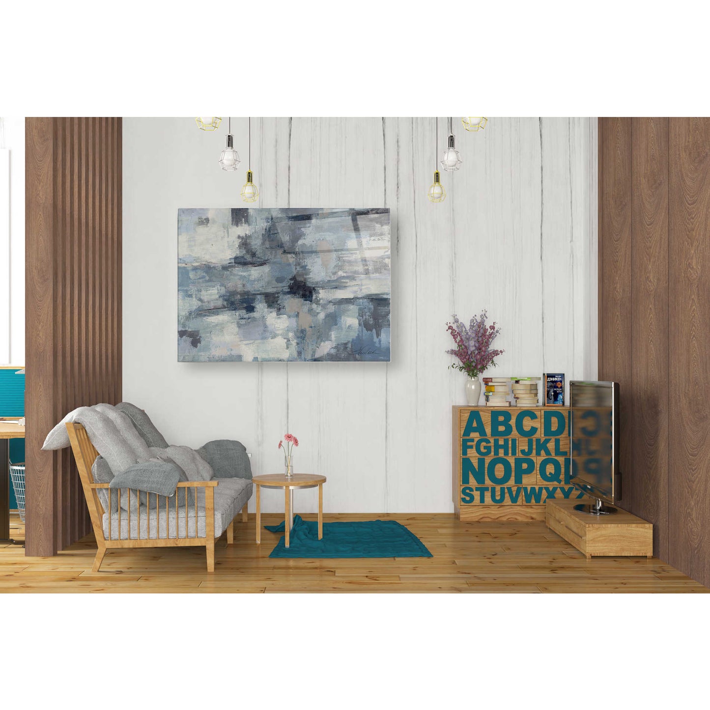 Epic Art 'In The Clouds Indigo and Grey' by Silvia Vassileva, Acrylic Glass Wall Art,24x36