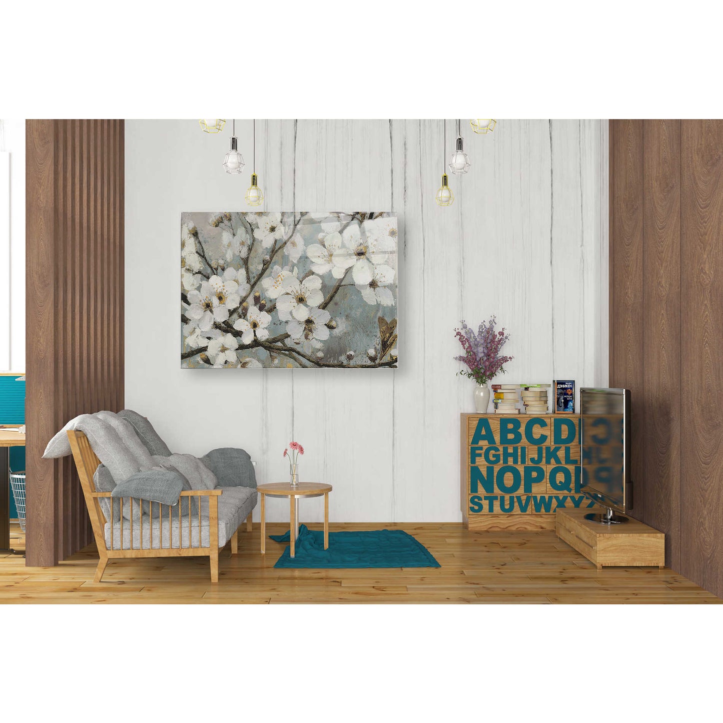 Epic Art 'Cherry Blossoms I BLUE' by James Wiens, Acrylic Glass Wall Art,24x36