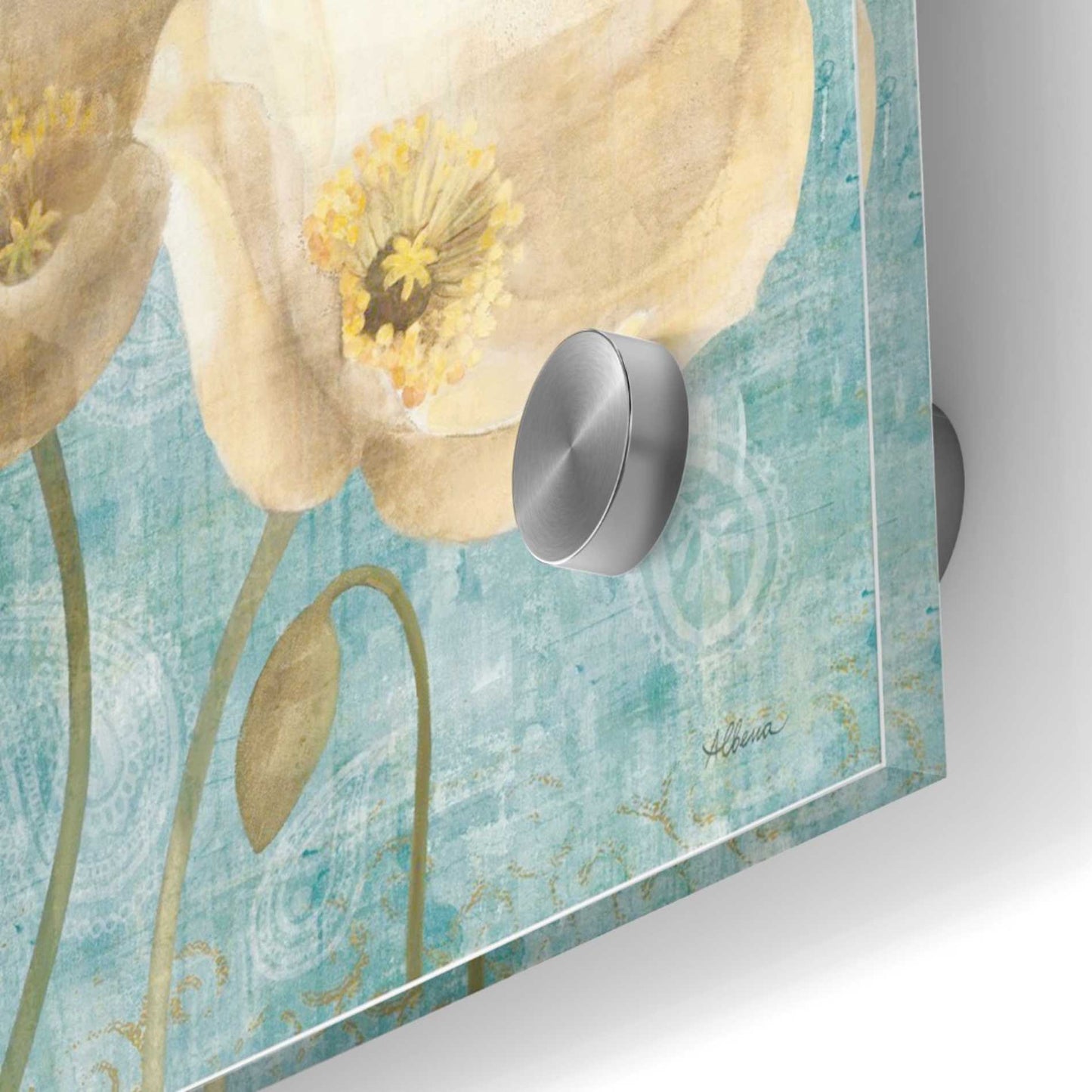 Epic Art 'Poppies on Paisley' by Albena Hristova, Acrylic Glass Wall Art,36x36