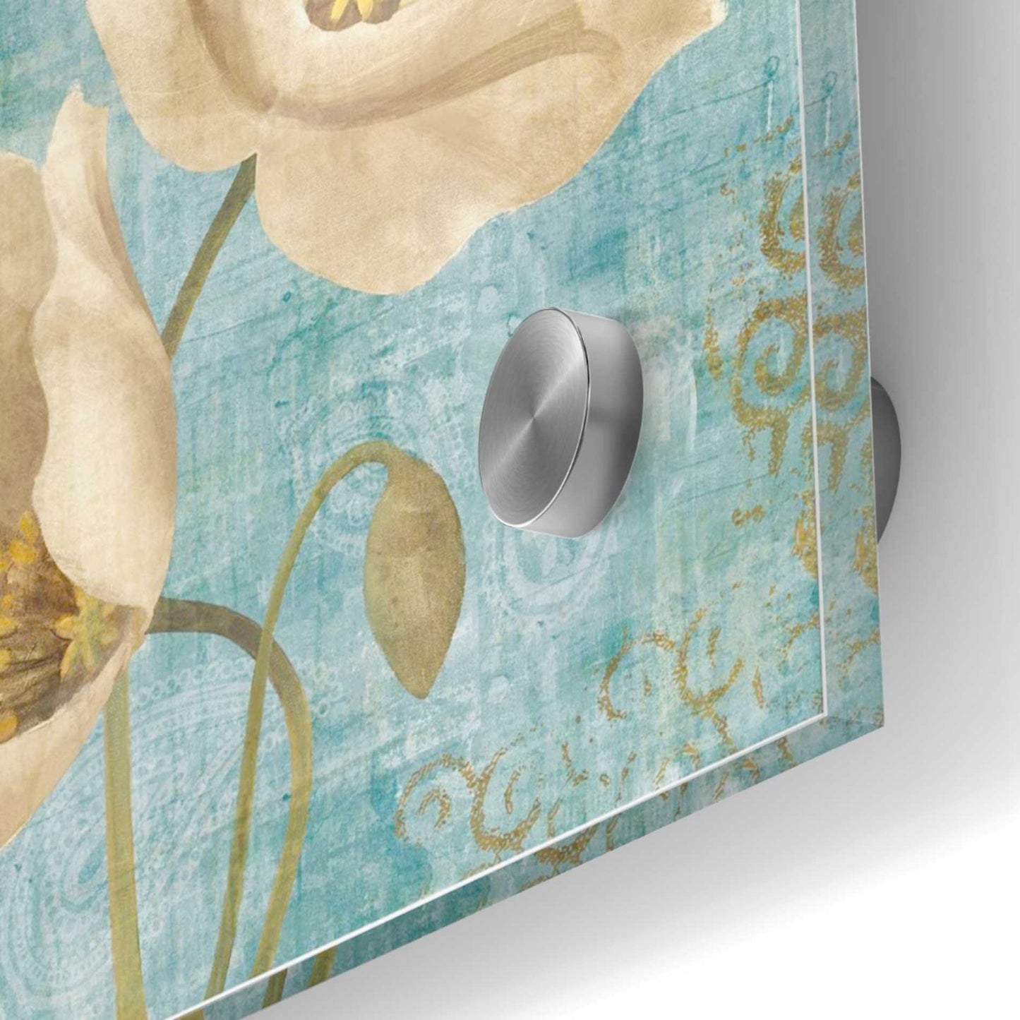 Epic Art 'Rich Poppies on Paisley' by Albena Hristova, Acrylic Glass Wall Art,36x36