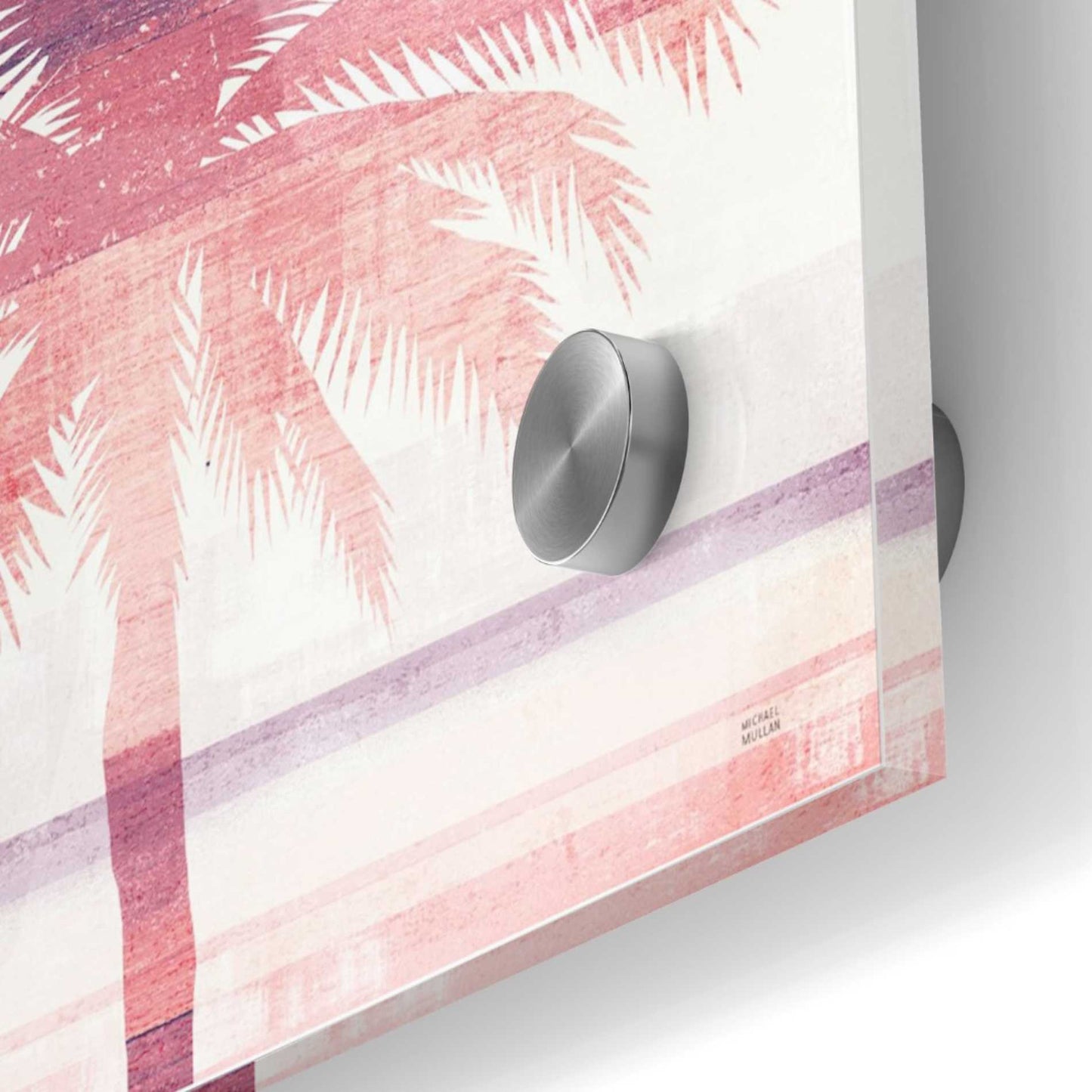 Epic Art 'Beachscape Palms II Pink Purple' by Michael Mullan, Acrylic Glass Wall Art,36x36