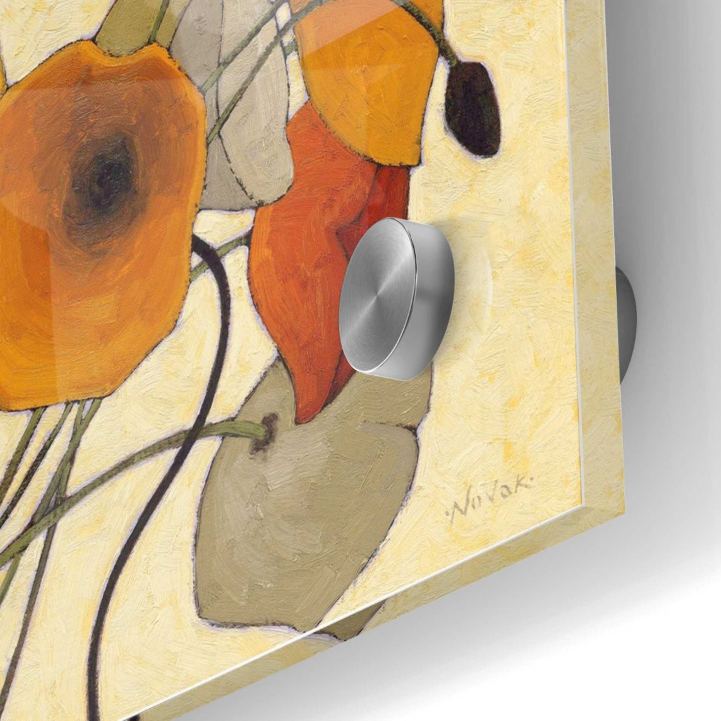 Epic Art 'Pumpkin Poppies II' by Shirley Novak, Acrylic Glass Wall Art,36x36