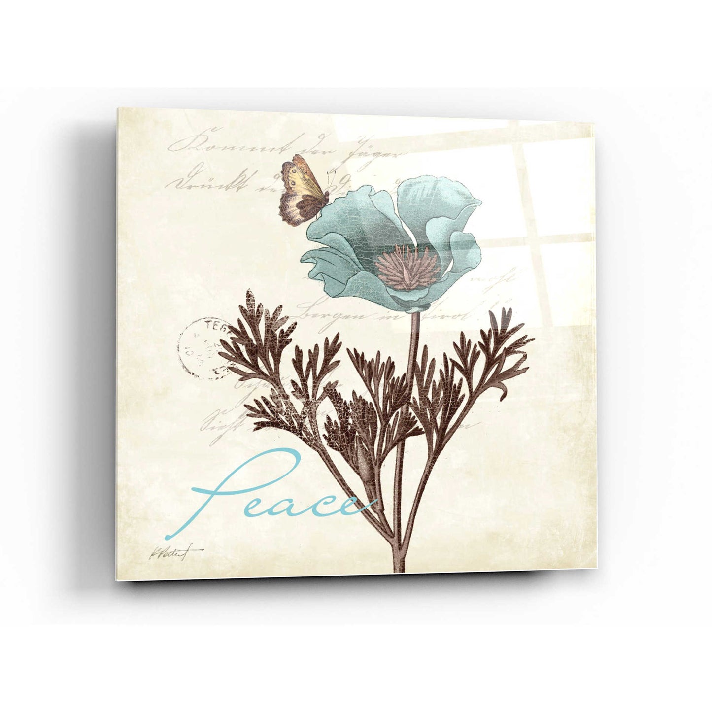 Epic Art 'Touch of Blue I - Peace' by Katie Pertiet, Acrylic Glass Wall Art,36x36